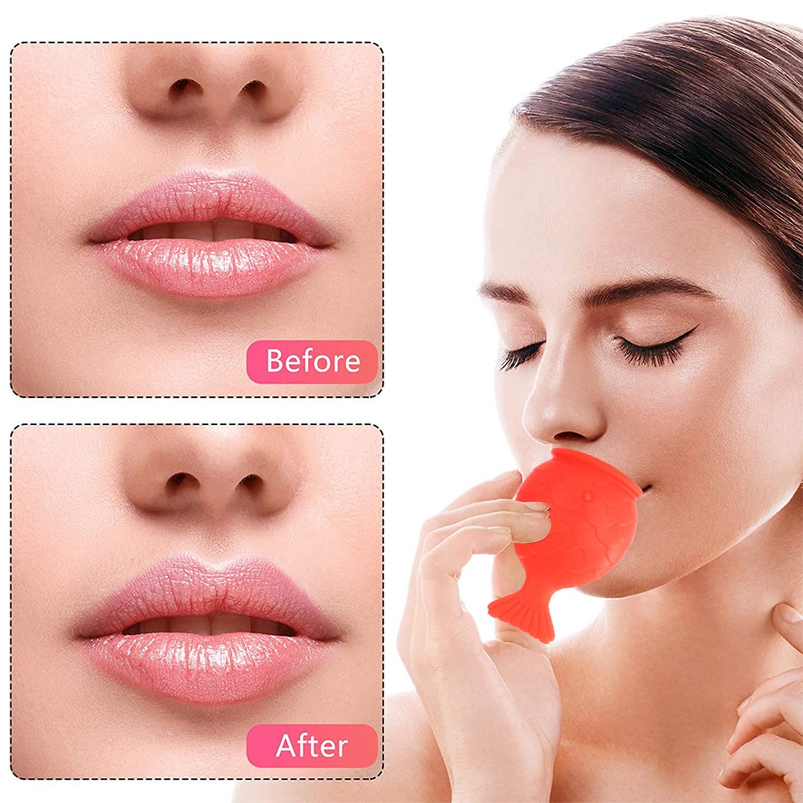Fish Shaped Lip Plumper Enhancer for Women - Portable Lip Sucker Device for Fuller, Plumper Lips - Perfect for Makeup, Selfies & Date Night