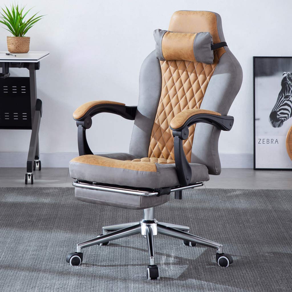Ergonomic Office Desk Chair - Adjustable Gaming Chair with Footrest, Reclining Backrest & Swivel Base for Home & Office Use - Comfortable Computer Chair for Work, Gaming & Relaxation (Yellow)