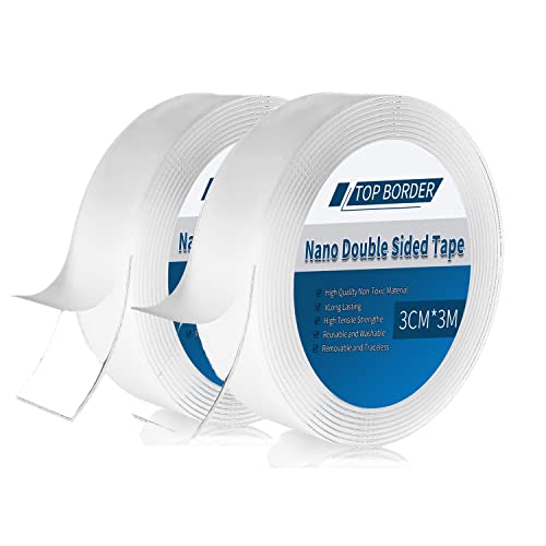 Premium Double Sided Heavy Duty Tape - 9.84Ft x 1.18In (2 Pack) | Strong Adhesive Mounting Tape | Removable Washable & Reusable | Multi-Purpose for Wall Decor, Home & Office Organization | Perfect for Hanging Photos, Posters & DIY Projects