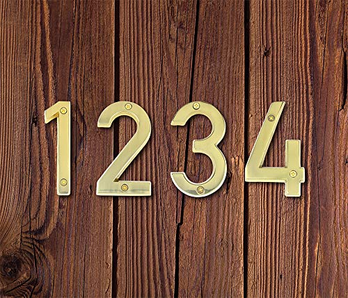HY-KO Products BR-42PB/0 Polished Brass House Number 0 (Zero) - 4 Inch Modern Address Plaque for Home, Mailbox & Front Door Decoration
