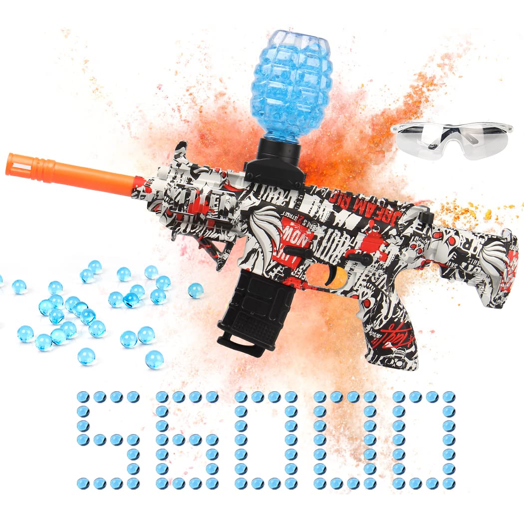 Electric Gel Splat Ball Blaster Toy - Automatic UZI Style with 50,000 Non-Toxic Gel Balls & Safety Goggles | Outdoor Shooting Game for Kids, Teens & Adults | Perfect for Backyard Battles, Team Play & Birthday Parties