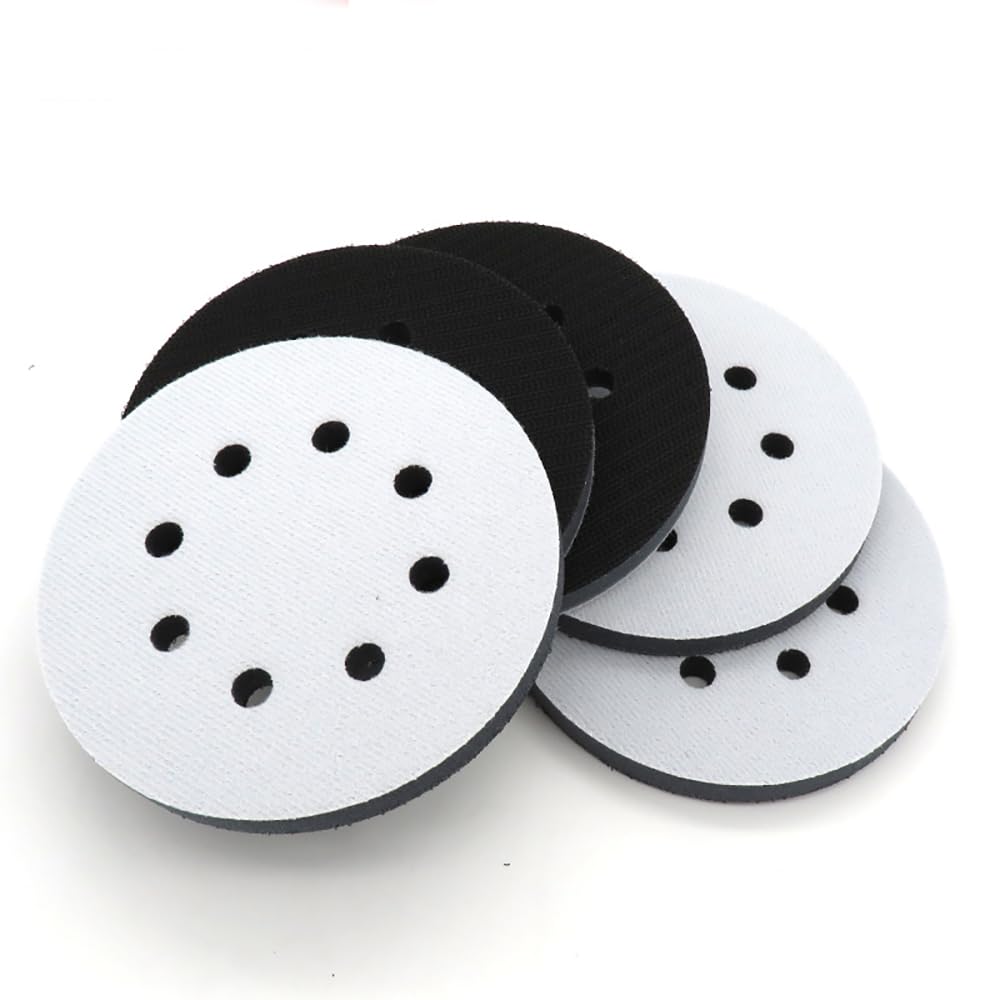 QPINGH 2 Pack 5 Inch Interface Pads - 8 Hole Hook & Loop Backing Pads for Orbital Sanders | Soft Foam Sanding Cushion Pads | Perfect for Woodworking, Auto Body Repair & Surface Finishing