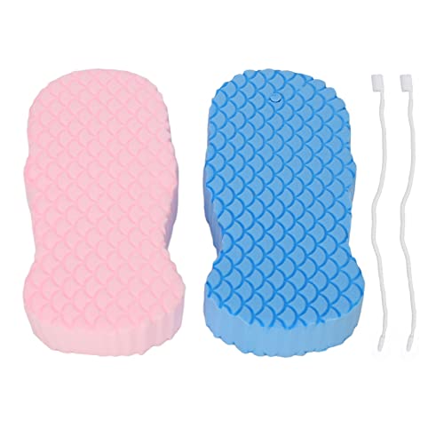 Exfoliating Bath Sponge for Adults & Kids - 2 Pack 3D Shower Brush with Soft Exfoliating Texture - Reusable Body Scrubber for Smooth Skin - Perfect for Daily Shower, Spa & Skincare Routine