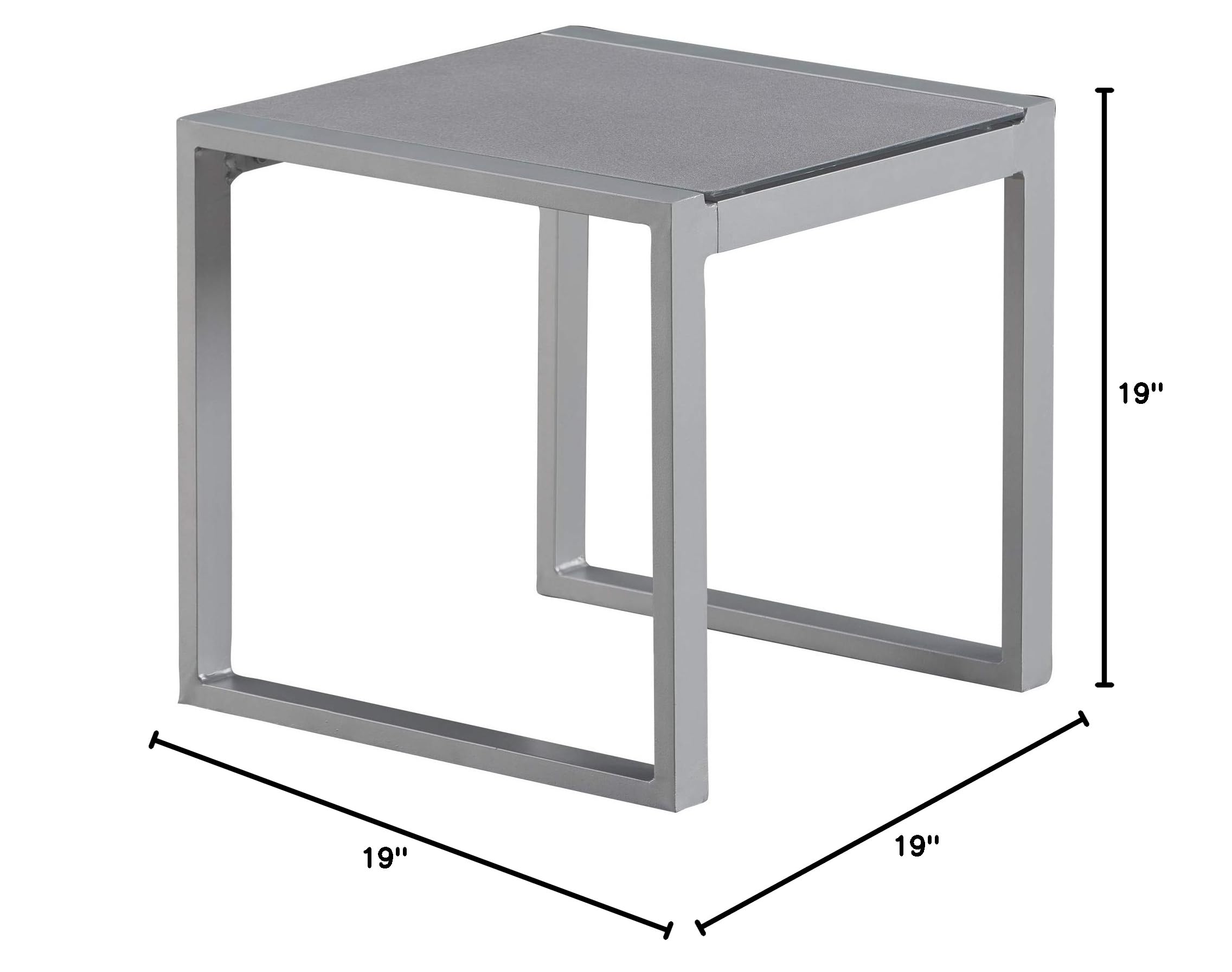 Elle Decor Tropez Mesh Outdoor Patio Furniture Set with Side Table - Gray for Garden & Poolside Relaxation