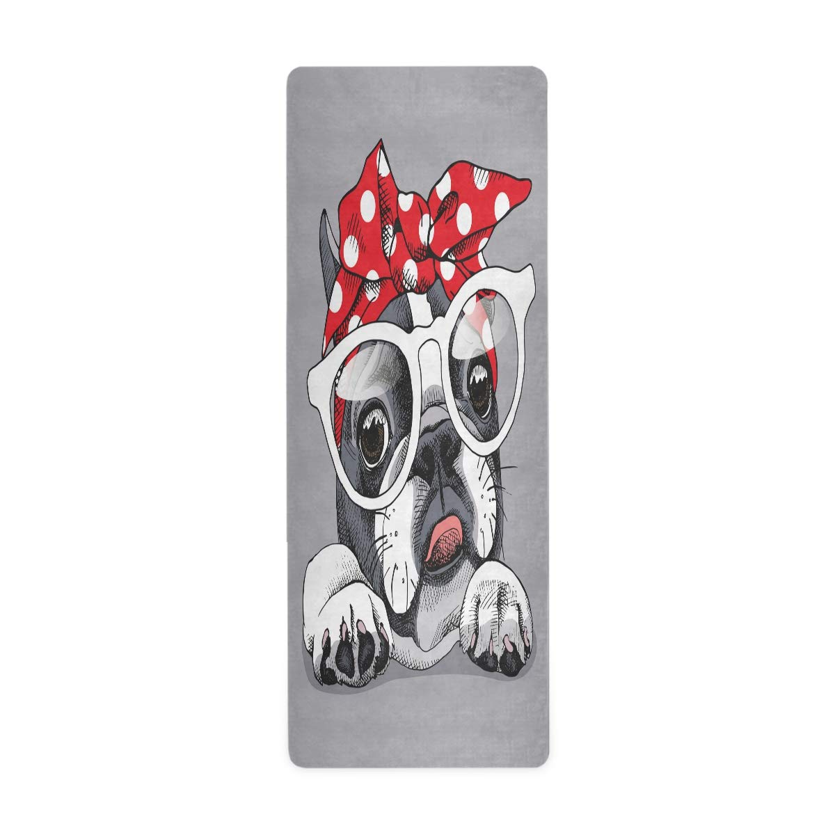 ALAZA Non-Slip Christmas Winter Pug Dog Yoga Mat - Thick Fitness Exercise Mat for Yoga, Pilates & Floor Workouts - Perfect Gift for Pet Lovers & Holiday Home Decor