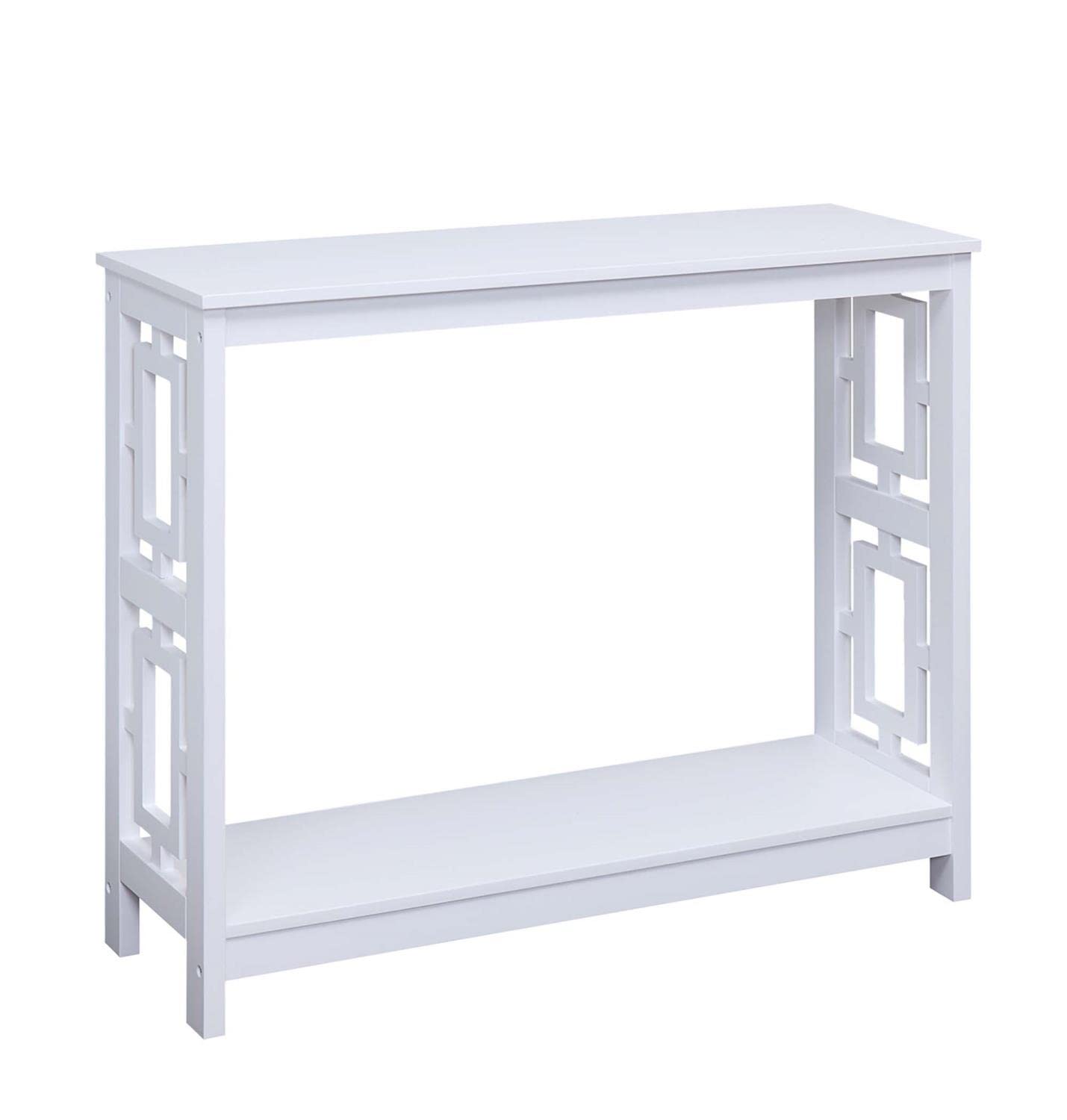 Convenience Concepts Town Square Console Table - Modern White Entryway Table for Hallway, Living Room & Home Decor