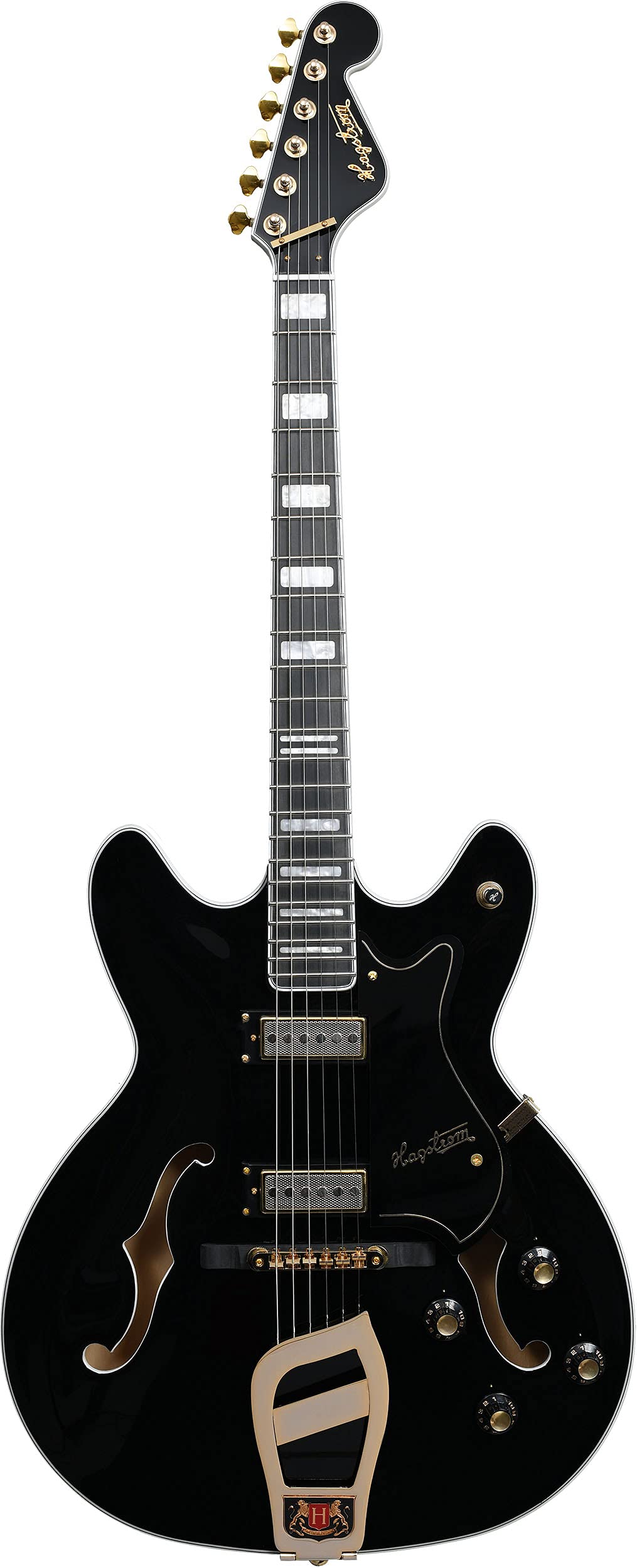 Hagstrom VIK67-G-BLK 6-String Hollow Body Electric Guitar for Right-Handed Players - Premium Black Finish | Perfect for Jazz, Blues & Rock Performances