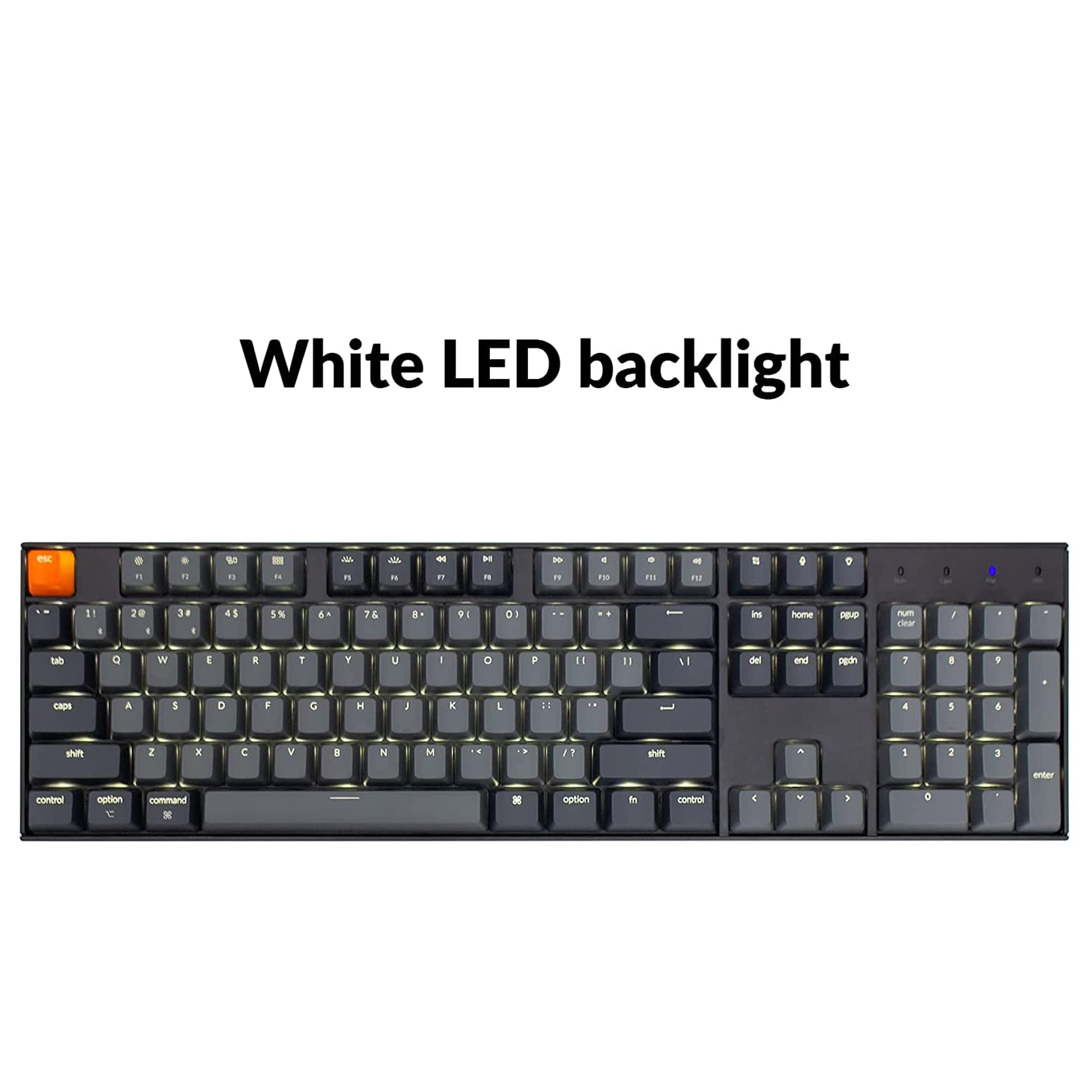 Keychron K10 Wireless Mechanical Gaming Keyboard - 104 Key Full Size Hot-Swappable with Gateron G Pro Brown Switches, White LED Backlight, USB-C Wired & Bluetooth for Mac/Windows - Perfect for Office Work, Gaming & Programming