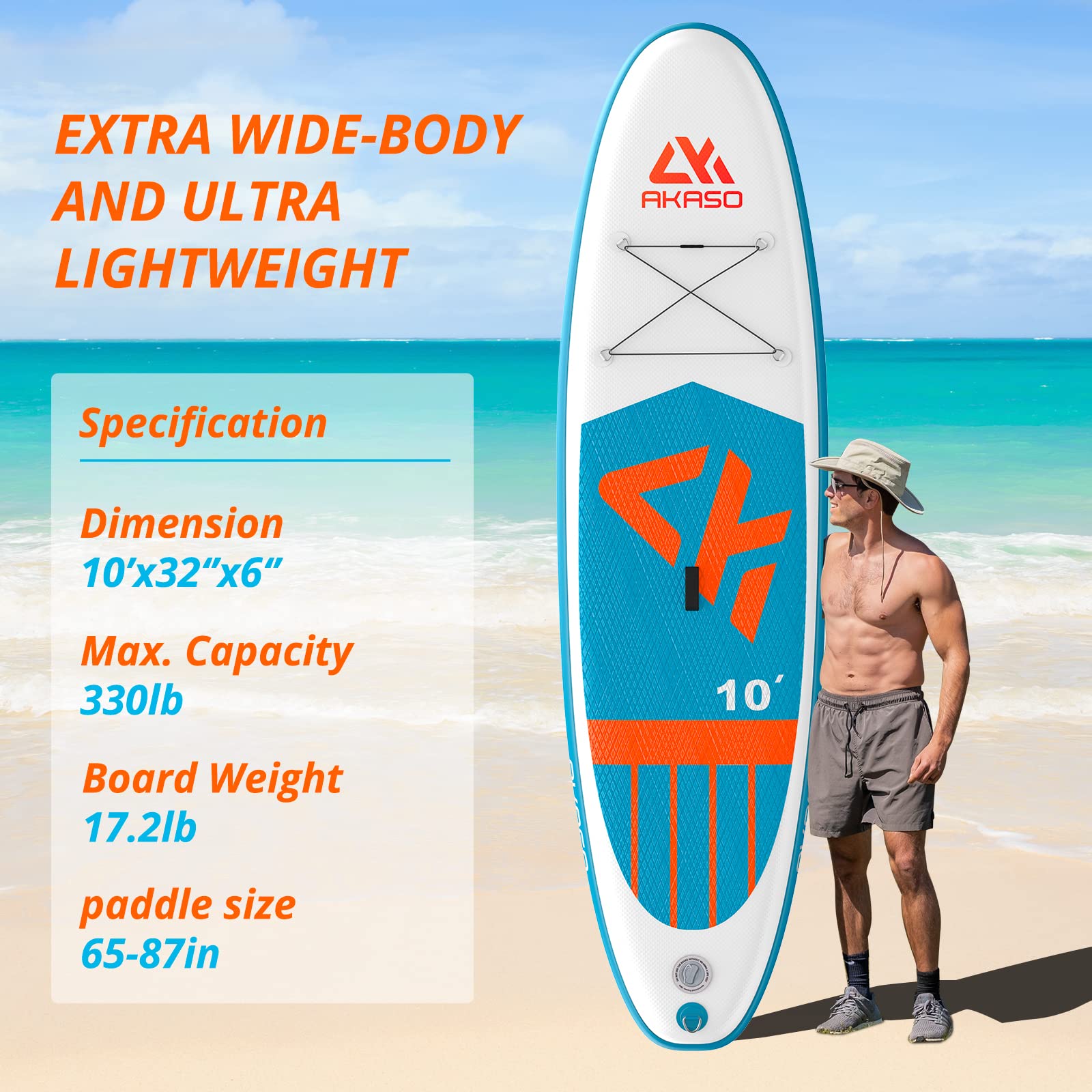 AKASO Inflatable Stand Up Paddle Board for Yoga & Fitness - Lightweight SUP with Non-Slip Deck, Adjustable Paddle, Backpack, Waterproof Bag & Hand Pump - Perfect for Lakes, Rivers & Ocean (Green)