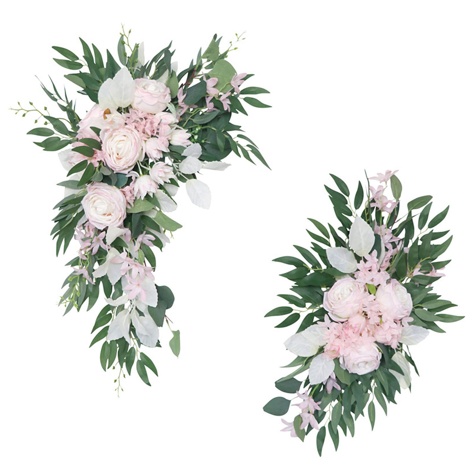 Timpfee Artificial Silk Rose Floral Swag with Eucalyptus Leaves - 2 Pack for Wedding Arch, Front Door Decor, Party & Home Decoration | Elegant DIY Floral Arrangement for Christmas, Spring & Special Events