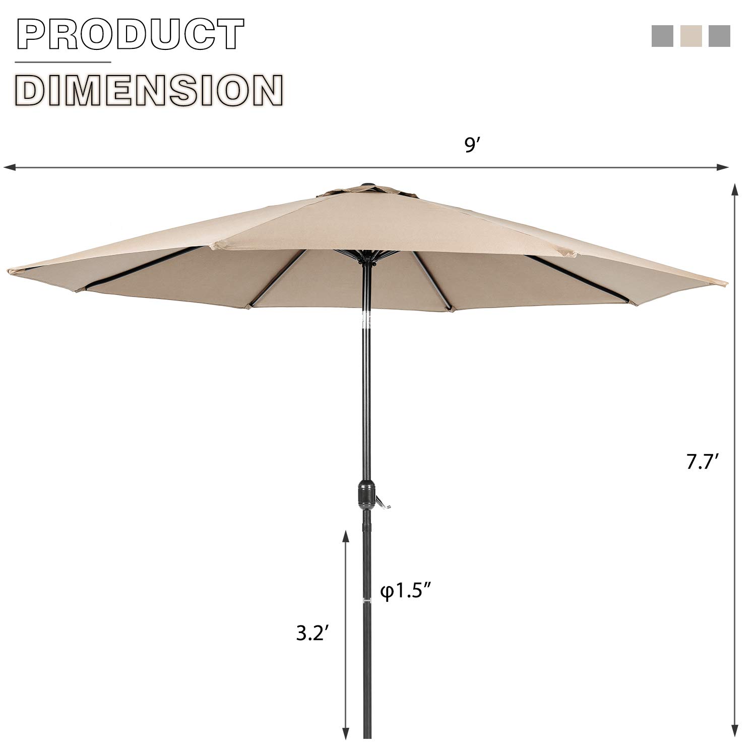 SOLAURA 3-Piece Outdoor Patio Bar Set - Black & Brown Wicker Bar Table with 2 Stools, Cushions & 9 FT Champagne Umbrella - Perfect for Backyard, Poolside, Deck or Garden Relaxation