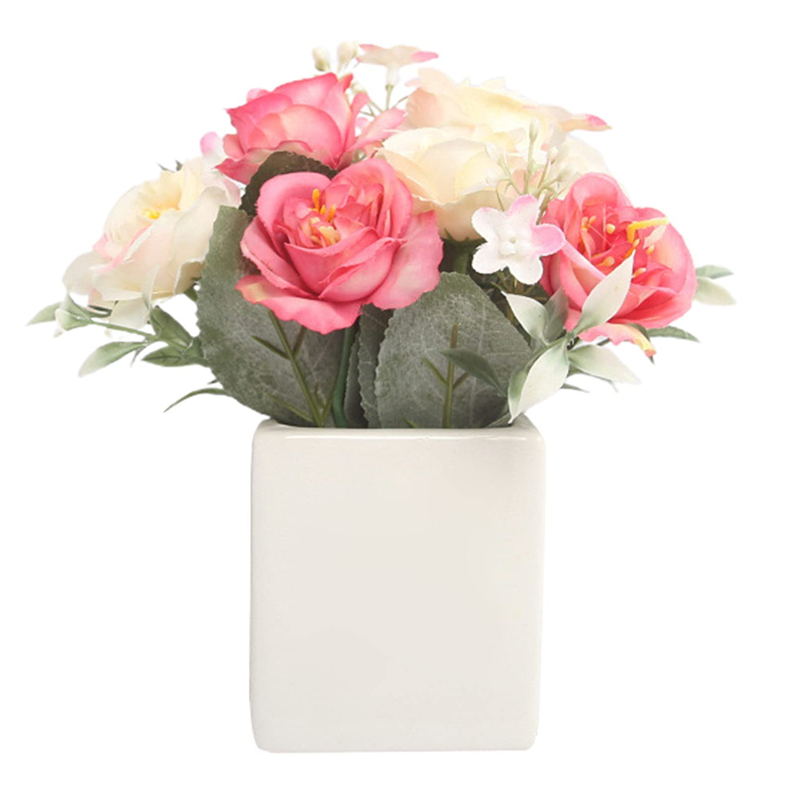 Vibrant Artificial Pink Roses - Faux Flower Decor for Home, Wedding, Party | Fade-Resistant & Realistic Plastic Flowers for Centerpieces, Table Decor, and Indoor Decoration