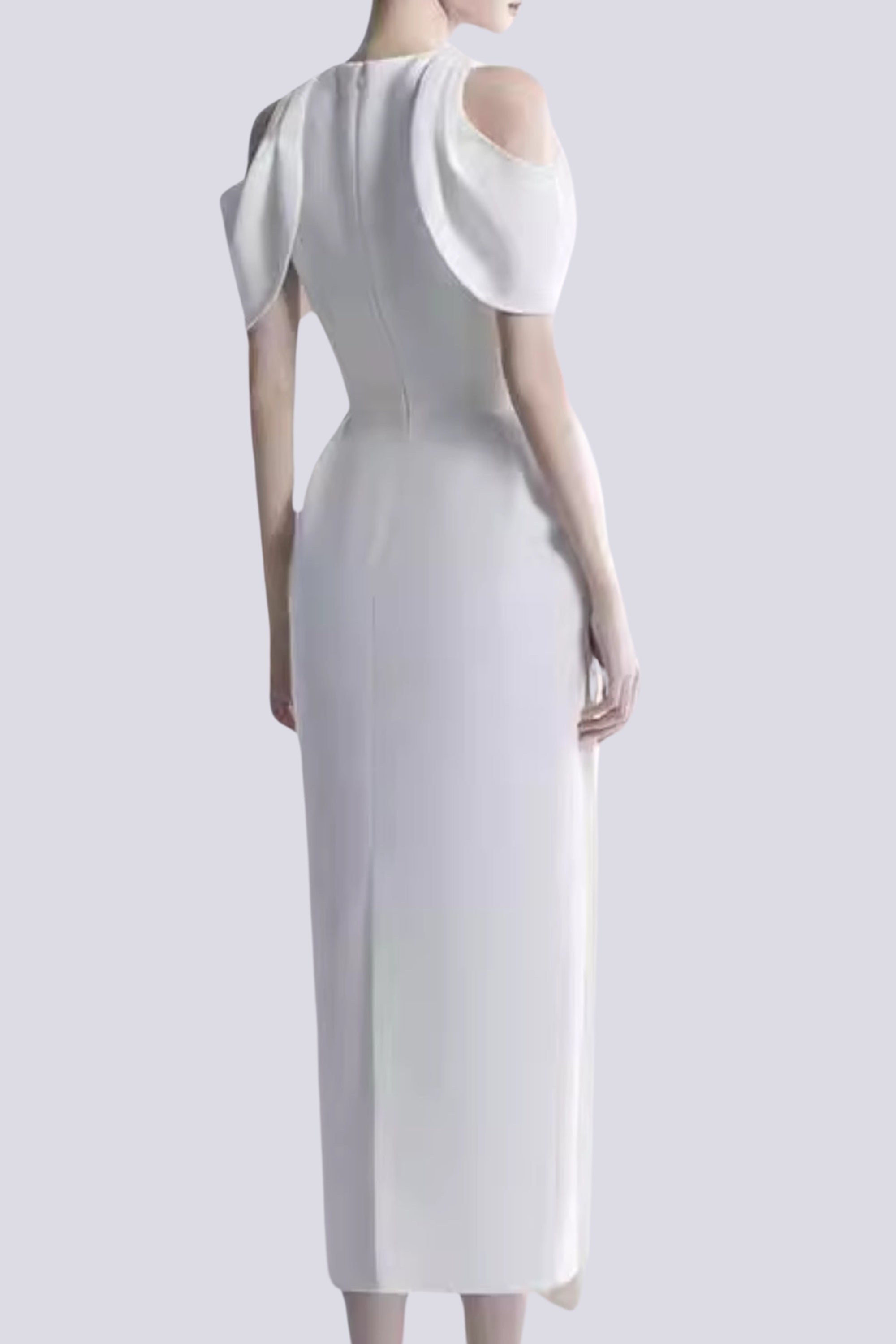 Chaeli White Embellished Midi Dress - Elegant Party & Wedding Guest Dress for Women