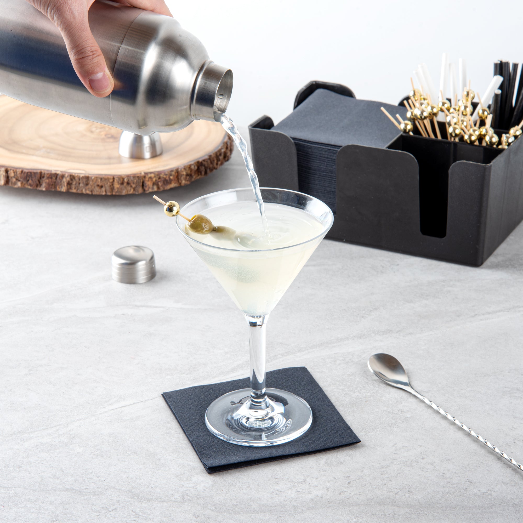 Bev Tek 10 oz Clear Polycarbonate Martini Glasses - Shatterproof Cocktail Glasses Set of 24 (4.5
