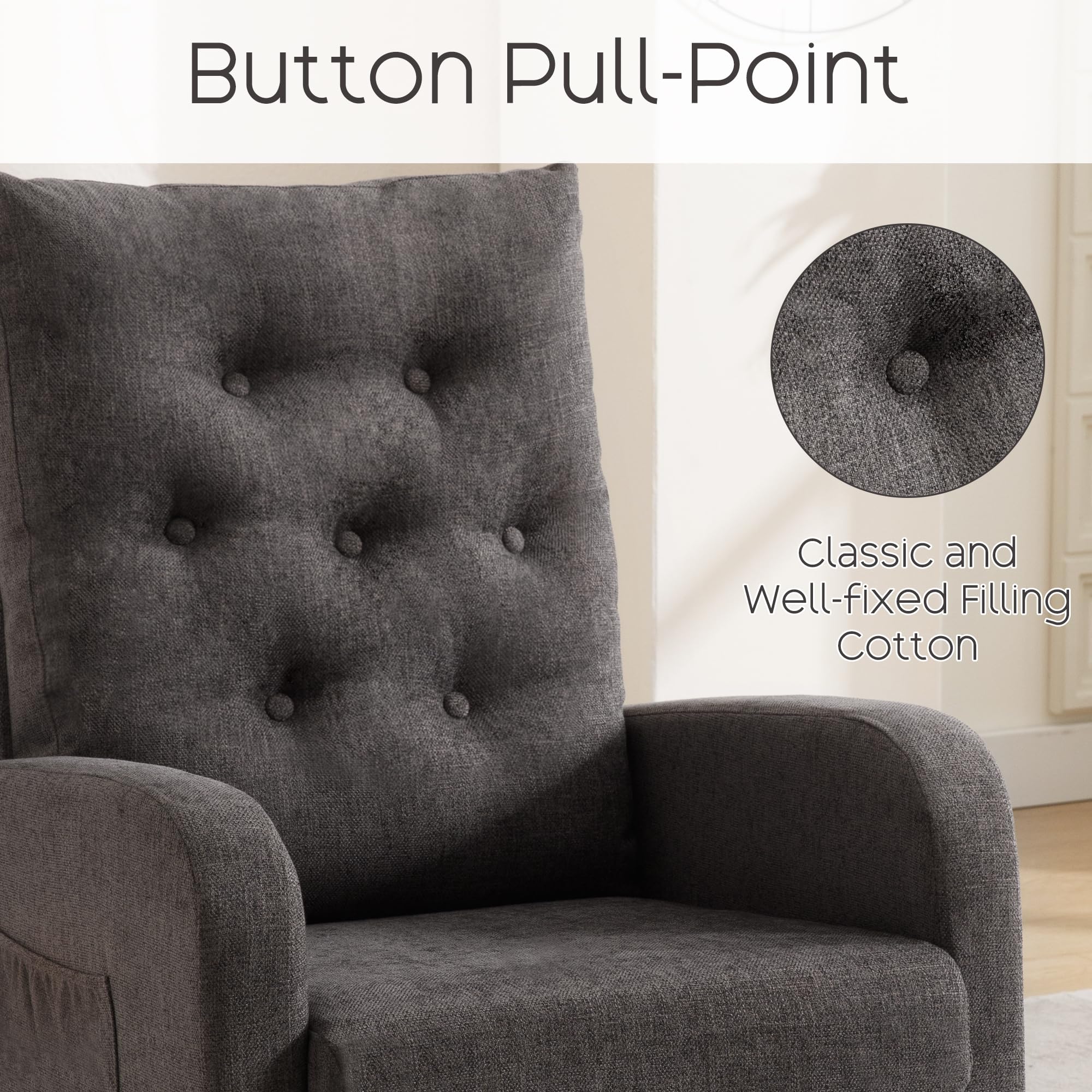 360° Swivel Rocking Chair Nursery Glider - Modern Padded Armchair with Teddy Fabric for Living Room, Bedroom & Nursery | Comfortable Breastfeeding Chair for Moms, Adults (Dark Grey) | Perfect for Nursing, Reading & Relaxing