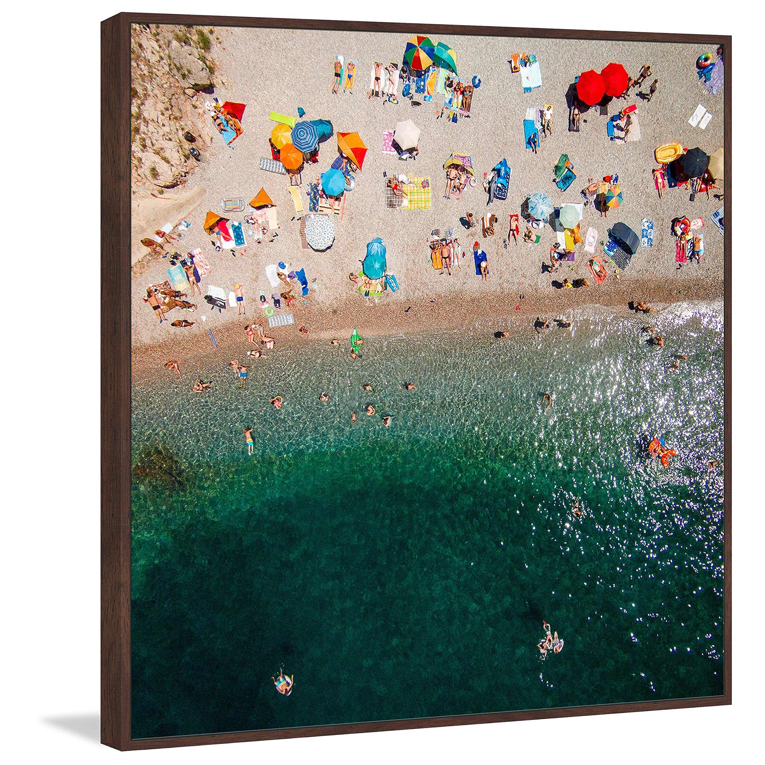 MARMONT HILL - Handmade Beach Floater Framed Canvas Print 20x20 Inches, Coastal Wall Art for Living Room, Bedroom & Office Decor