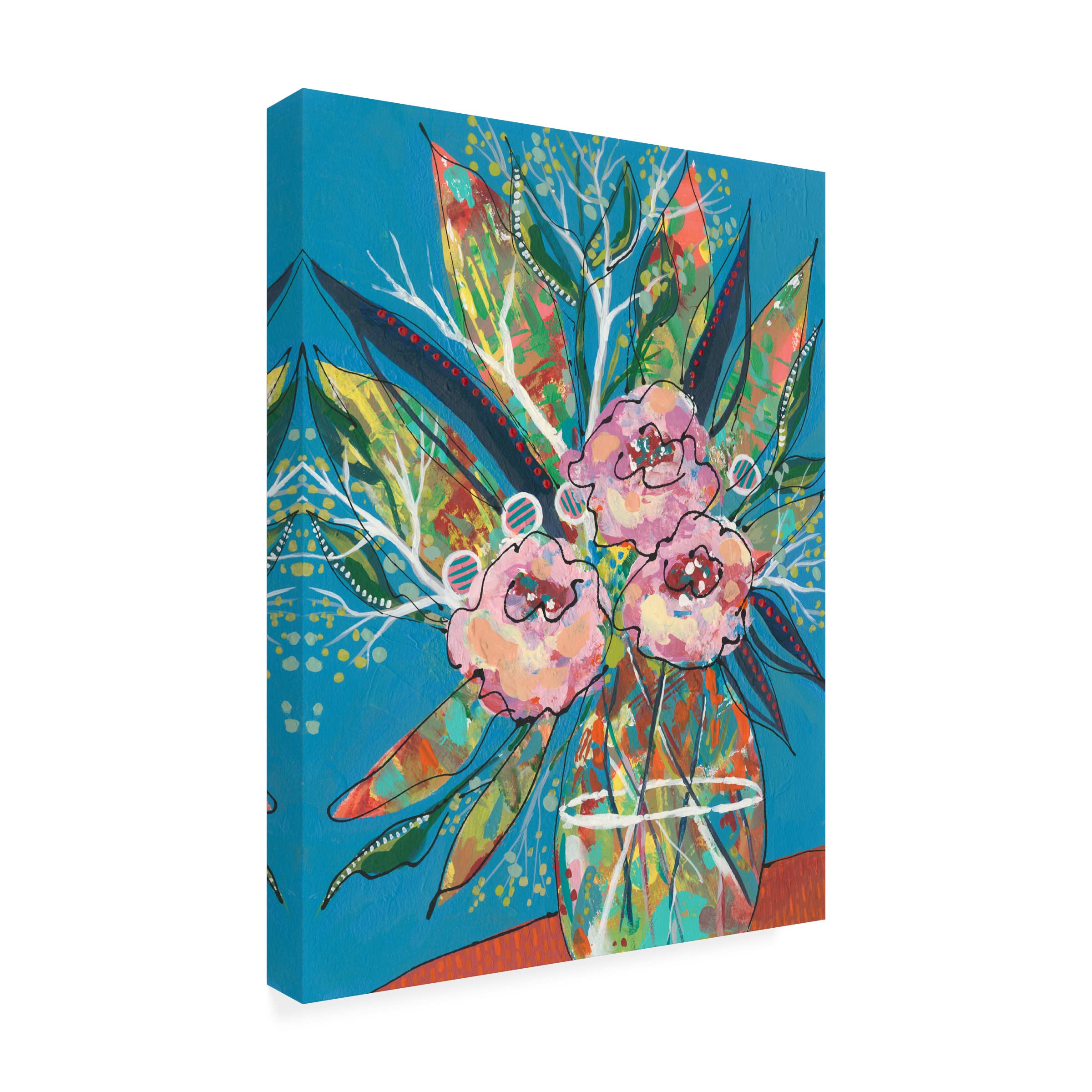 Trademark Fine Art 'Tumultuous Bouquet I' Floral Canvas Painting by Regina Moore - Vibrant Wall Decor for Living Room, Bedroom & Office