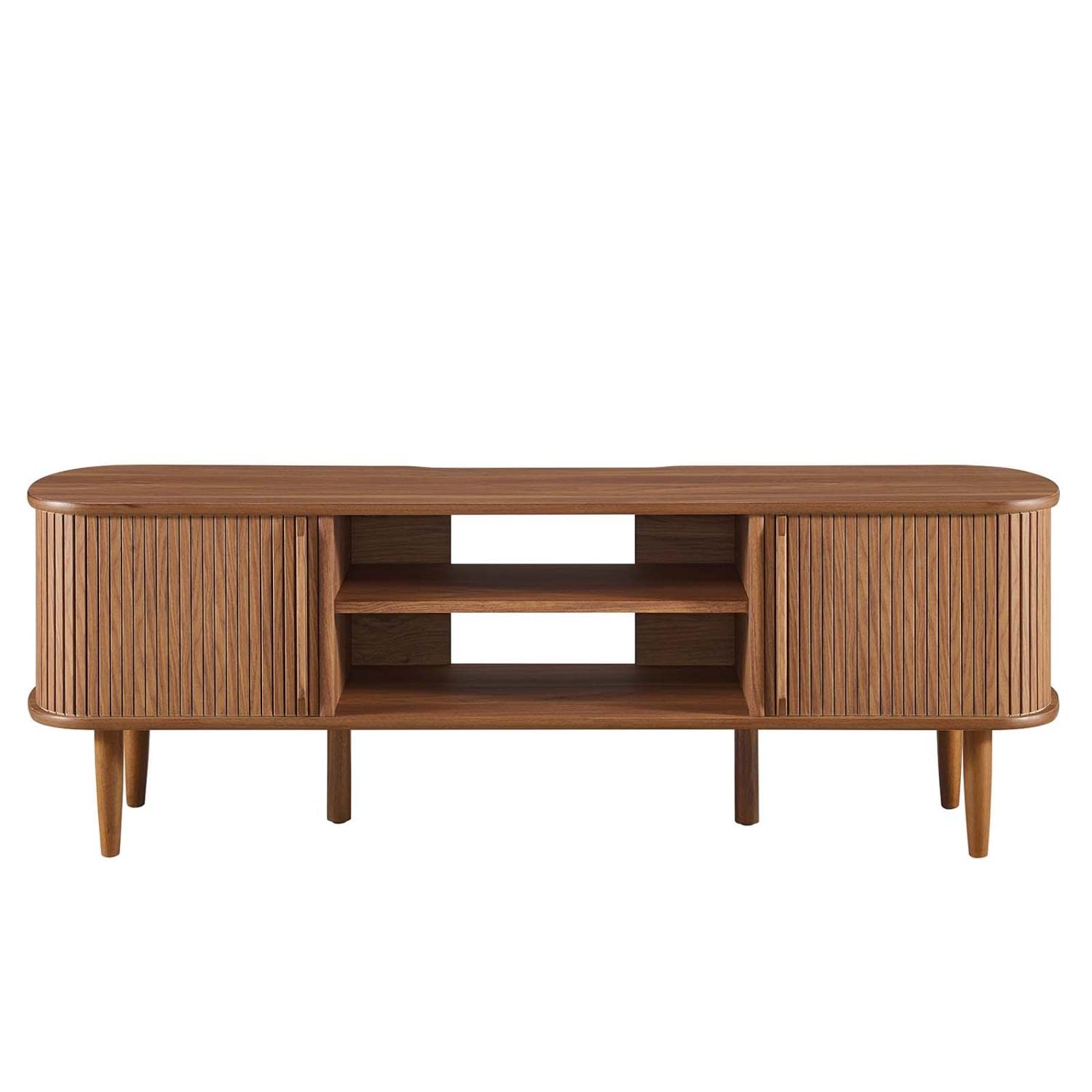 Modway Contour Mid-Century Modern TV Stand - Walnut Finish, 15 x 54.5 x 18.5 Inches - Perfect for Living Room, Bedroom & Home Theater Entertainment Centers