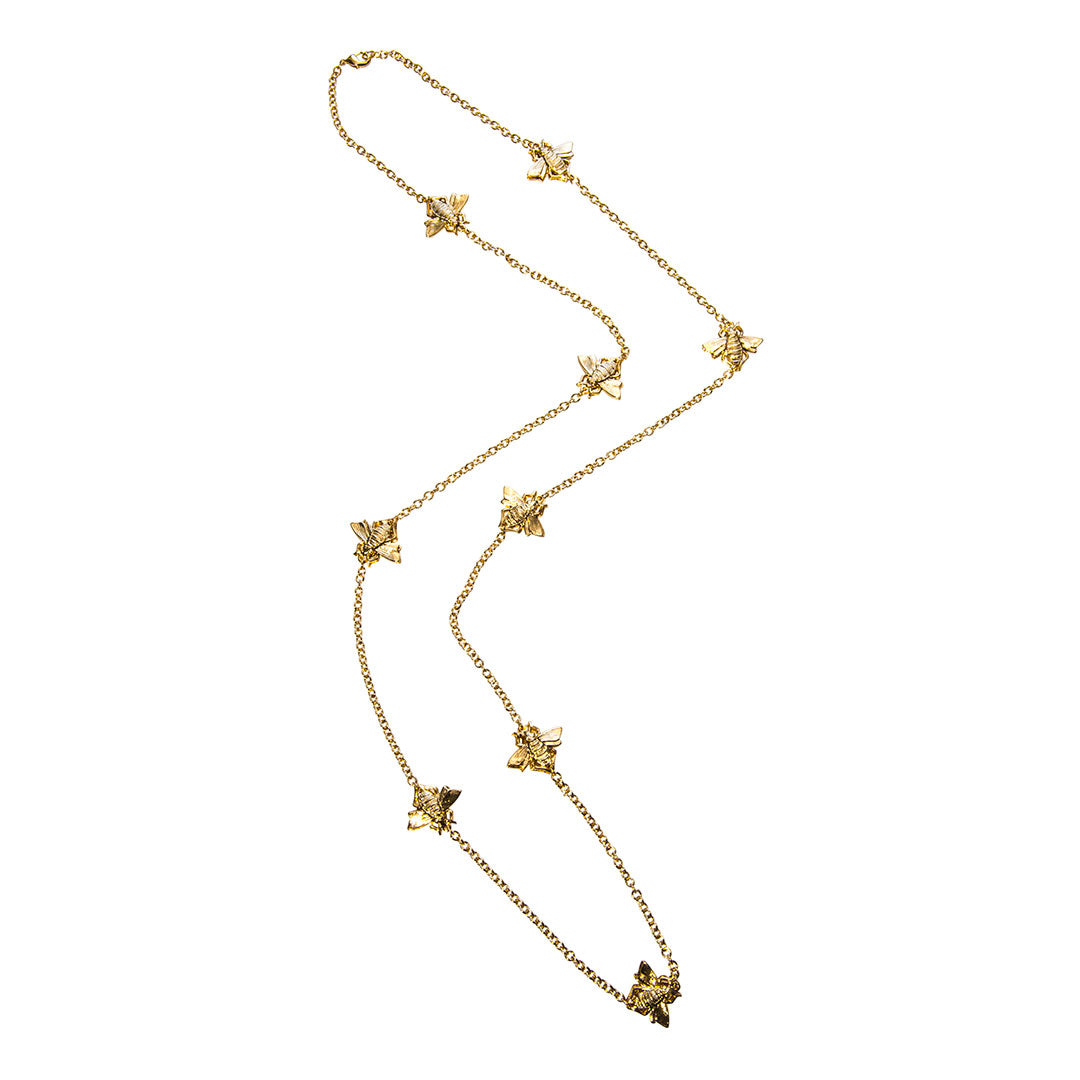 Goldbug Collection Long Bee Station Necklace - Elegant Bee Pendant Jewelry for Women | Perfect for Everyday Wear, Date Nights & Special Occasions