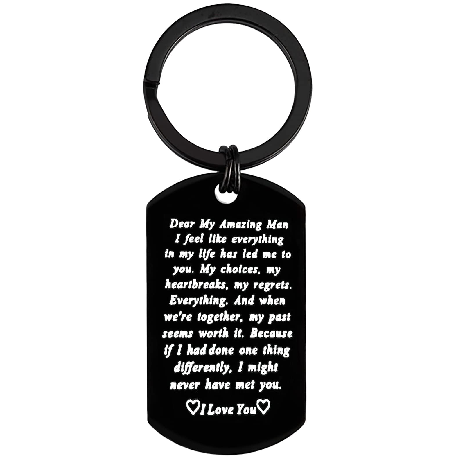 To My Man Keychain - Engraved I Love You Gift for Boyfriend, Husband, Fiance - Romantic Anniversary, Birthday & Valentine's Day Present - Perfect for Christmas, Weddings & Special Occasions