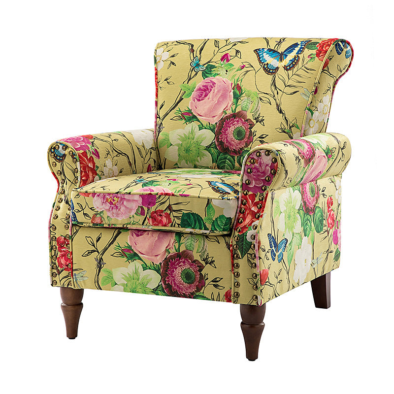 Artemisa Modern Floral Pattern Upholstered Armchair - Comfortable Living Room Accent Chair for Home Office & Lounge Decor