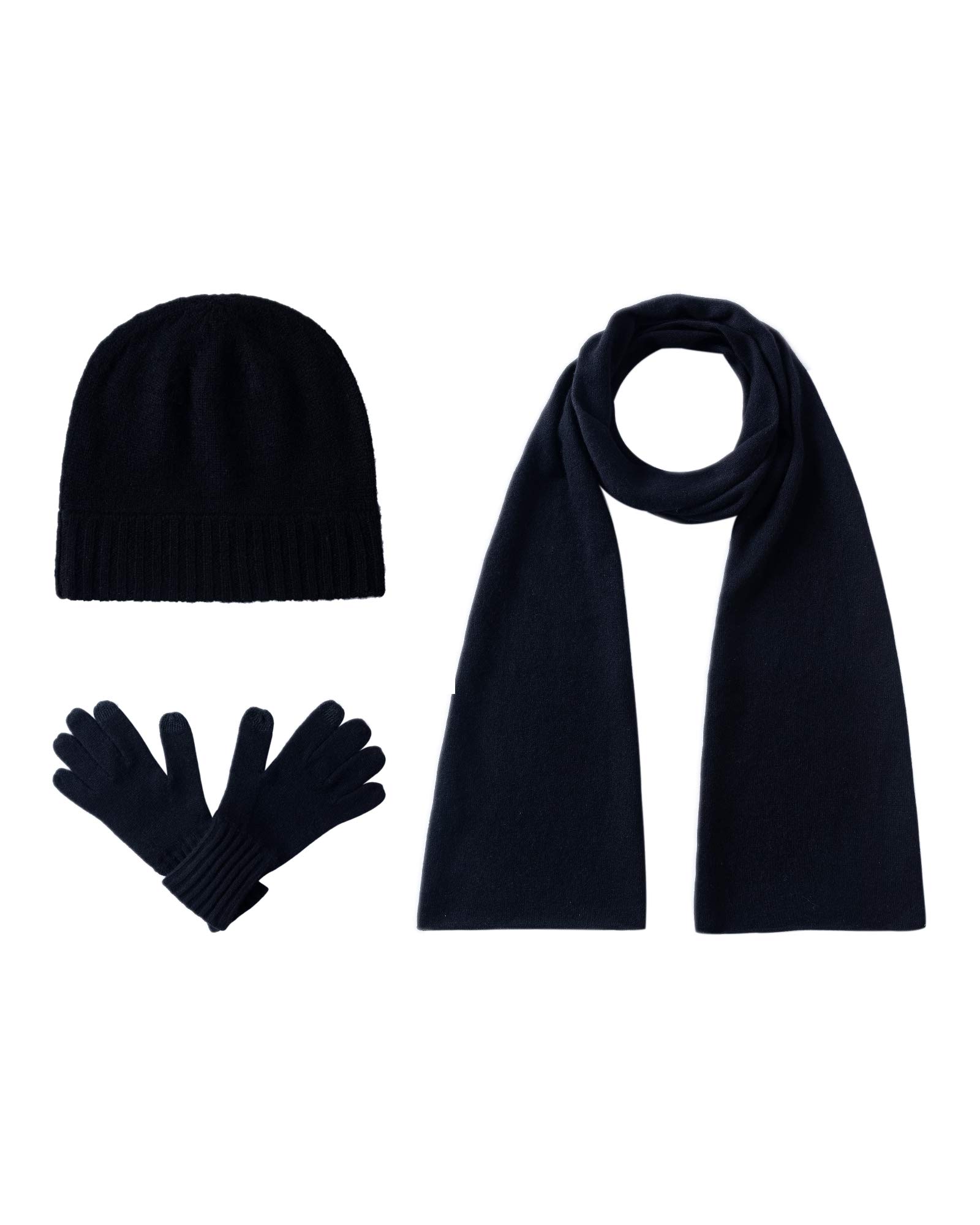 EURKEA Women's 100% Pure Cashmere Scarf, Gloves & Beanie Hat Gift Set - Winter Warm Accessories for Cold Weather, Christmas Gifts for Her