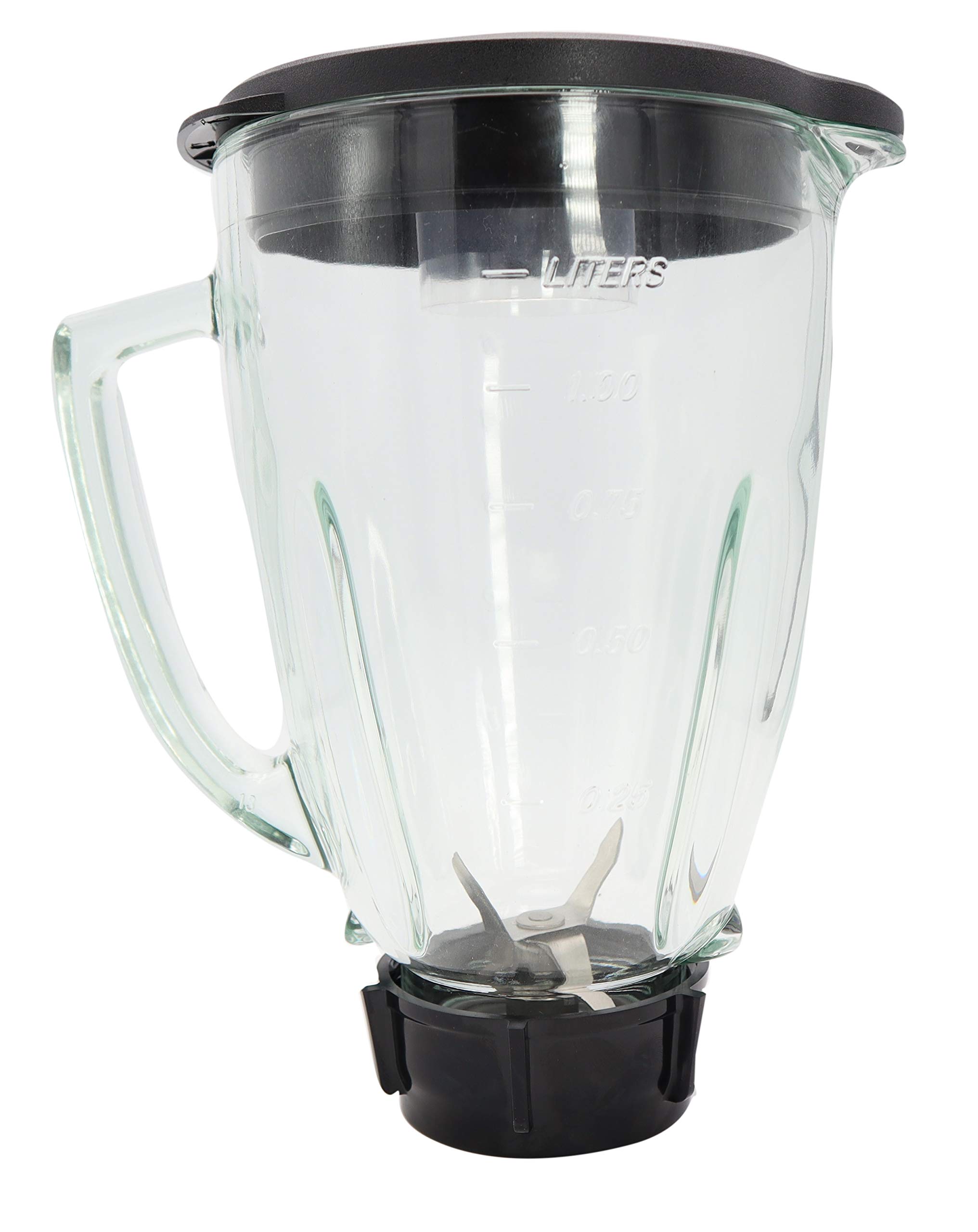 Blendin 6-Piece 48oz Glass Jar Replacement Set for Oster & Osterizer Blenders - Includes Base Cap, Blade, Gasket, Lid & Center Fill - Perfect for Smoothies, Sauces & Food Prep