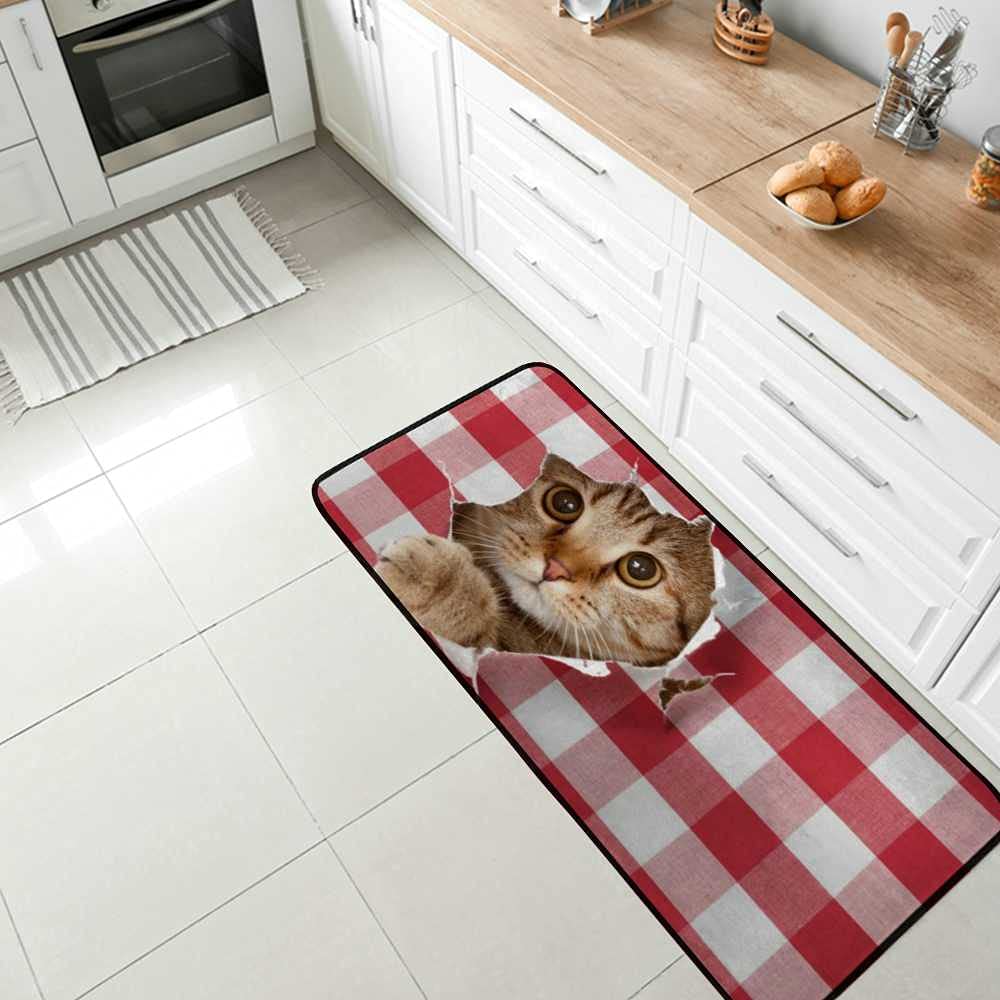 Anti-Fatigue Kitchen Mat with British Cat Design - Soft Absorbent Standing Mat for Comfort - 39x20 Inch Runner Rug for Hallway, Entryway, Bathroom & Bedroom - Perfect for Home, Office & High-Traffic Areas