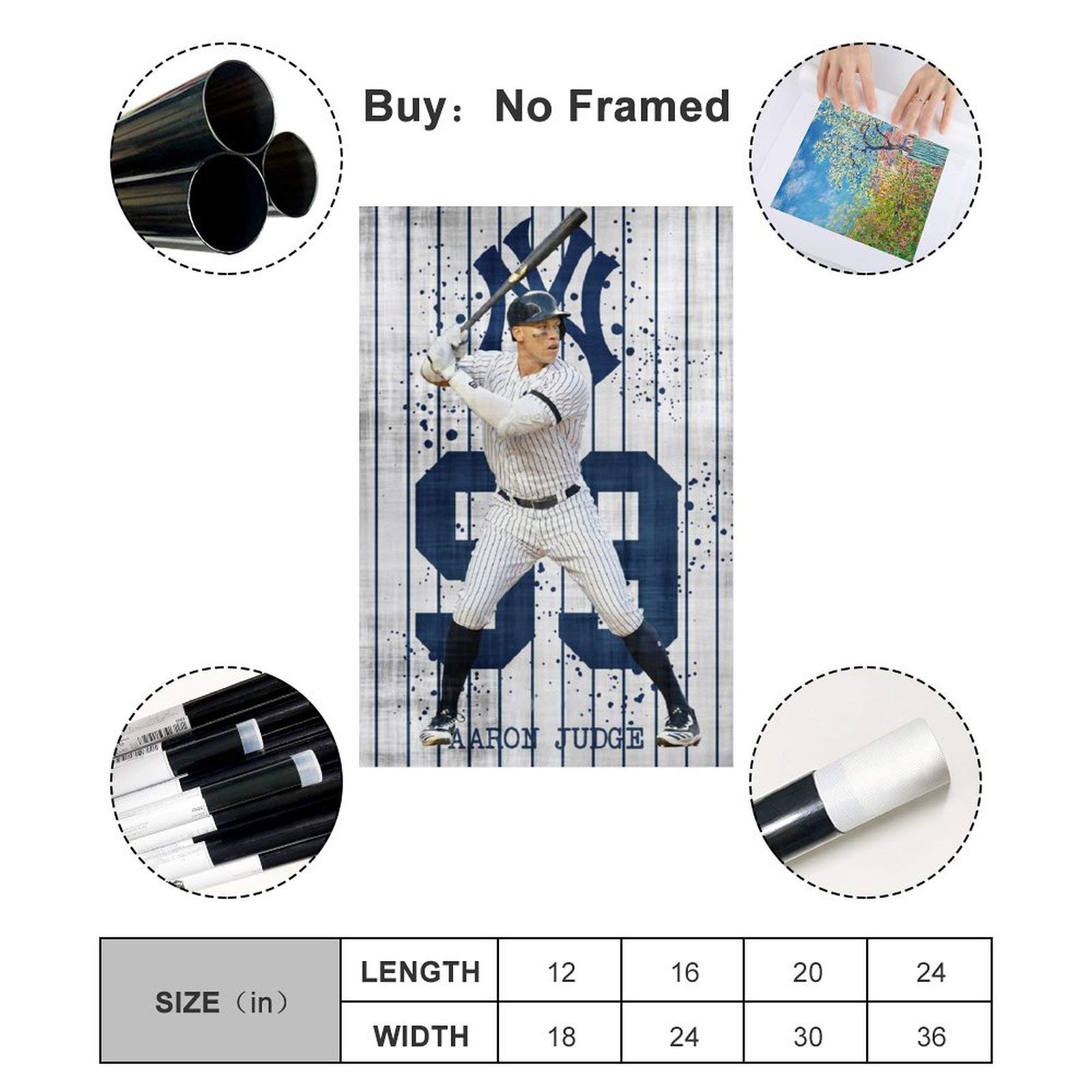 Aaron Judge Baseball Player Canvas Wall Art - 16x24 Inch (40x60cm) Sports Poster for Living Room, Bedroom, Man Cave & Game Room Decor - New York Yankees Fan Gift & MLB Memorabilia