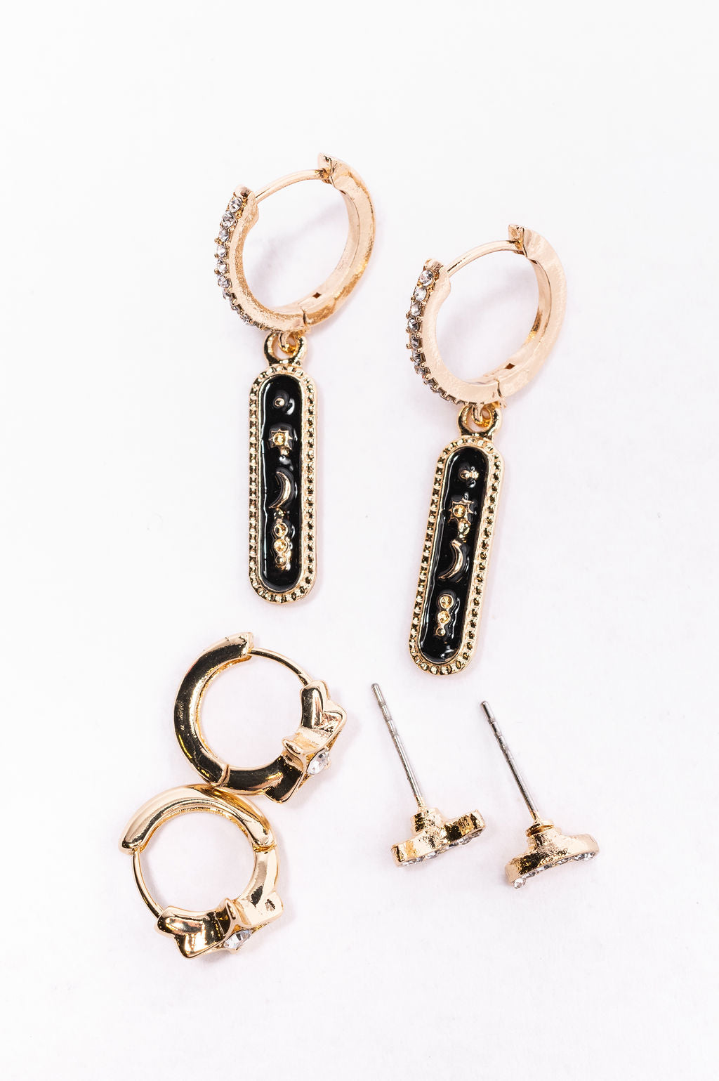 Celestial Gold Earring Set - 14K Gold Plated Hoop Earrings for Women, Elegant Dainty Jewelry Gift for Her - Perfect for Parties, Weddings & Everyday Wear