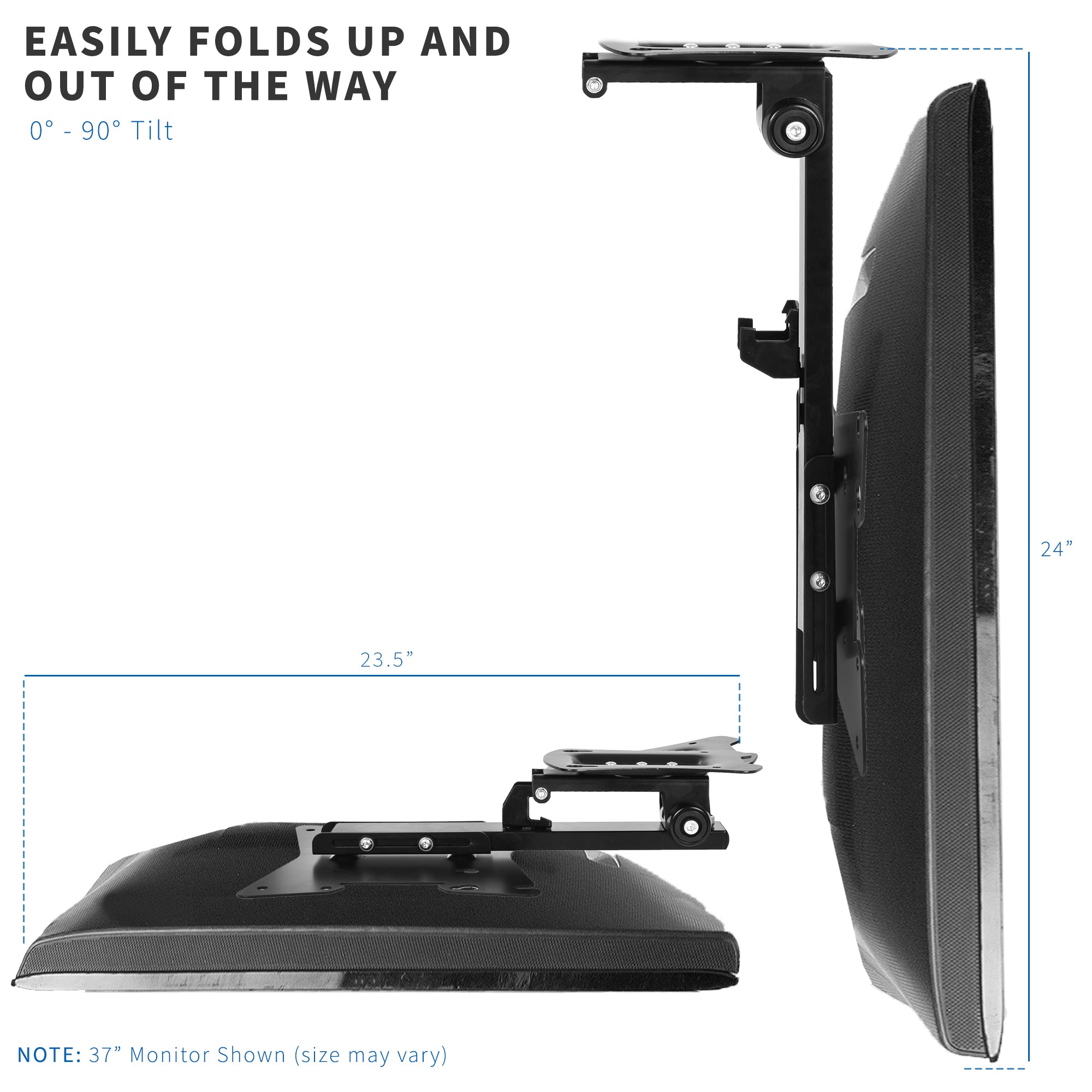 Flip Down Ceiling Mount for TVs and Monitors 20 to 37 Inches - Perfect for RVs, Bedrooms, and Small Spaces