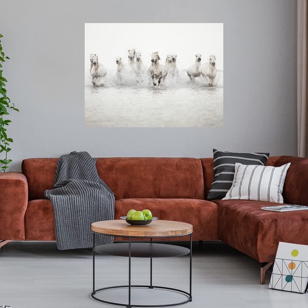 Stunning White Horses Fine Art Canvas Print by Irene Suchocki - 46x35 Inch Wall Decor for Living Room, Bedroom, Office & More - Ready to Hang - Perfect for Home, Office & Commercial Spaces
