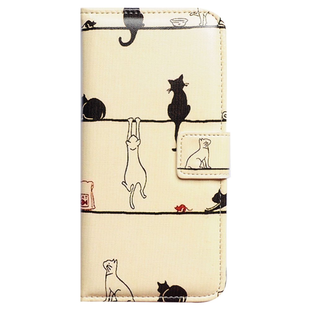 Premium Leather Flip Wallet Case for LG K40/K12 Plus/X4/Solo LTE/Harmony 3/Xpression Plus 2 - Black Cat White Cat Design with Card Slots & Kickstand | Perfect for Work, Travel & Everyday Protection
