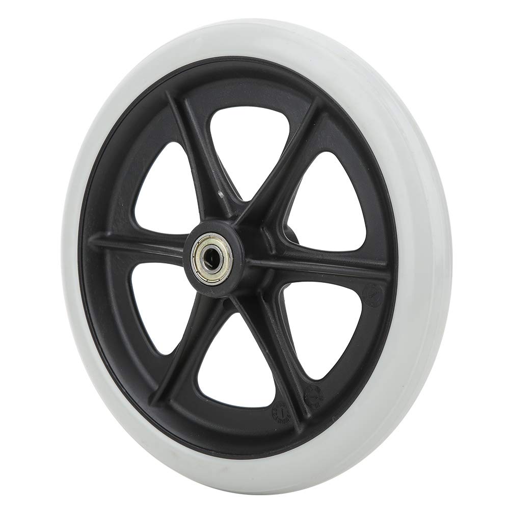8 Inch Wheelchair Front Wheel - Anti-Slip Rubber Single Wheel Replacement with Bearing for Mobility Scooters & Trolleys - Ideal for Indoor/Outdoor Use & Smooth Rolling on Various Surfaces