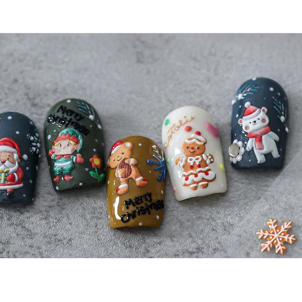 5D Christmas Nail Art Stickers - Winter Snowman & Elk Pattern Nail Decals for Holiday Nails (4 Sheets) | Perfect for Christmas Parties, Gift Giving & Festive Nail Designs