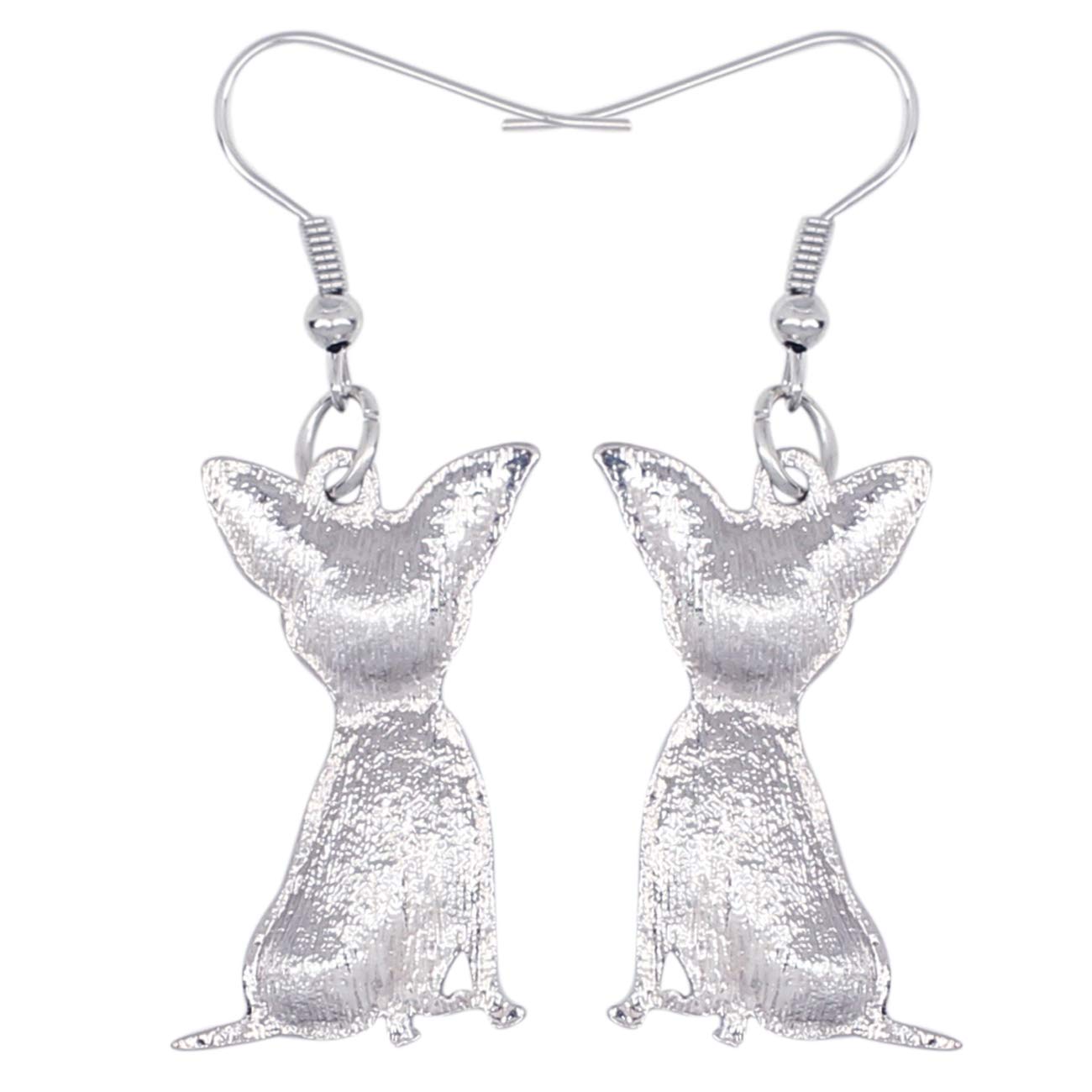 BONSNY Enamel Chihuahua Dog Earrings for Women - Fun Pet Jewelry for Casual Wear