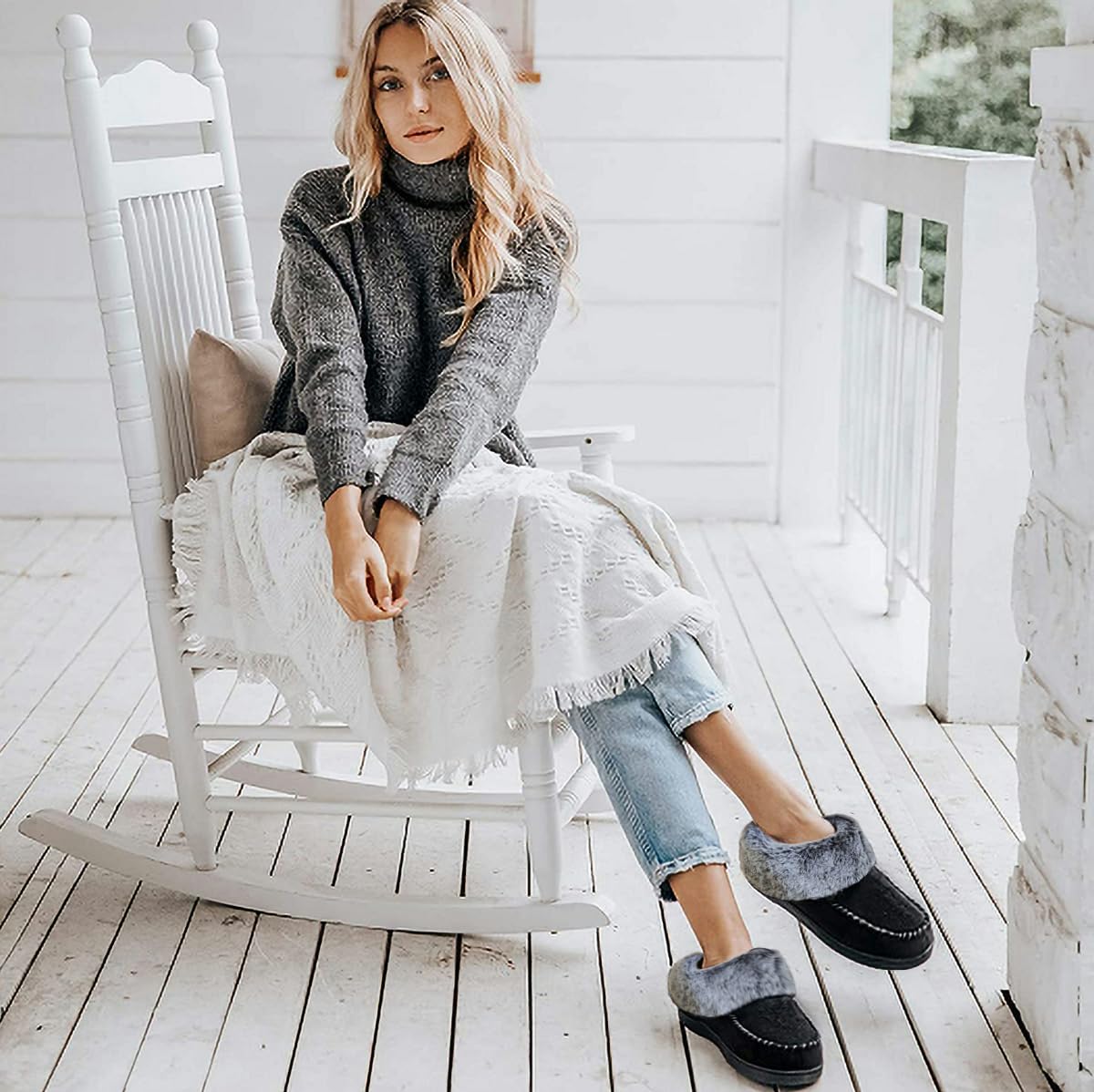 VONMAY Women's Winter Bootie Slippers - Cozy Suede Moccasin Boots with Plush Faux Fur & Memory Foam - Non-Slip Indoor/Outdoor House Shoes for Warm Comfort (Perfect for Lounging, Errands & Cold Weather)