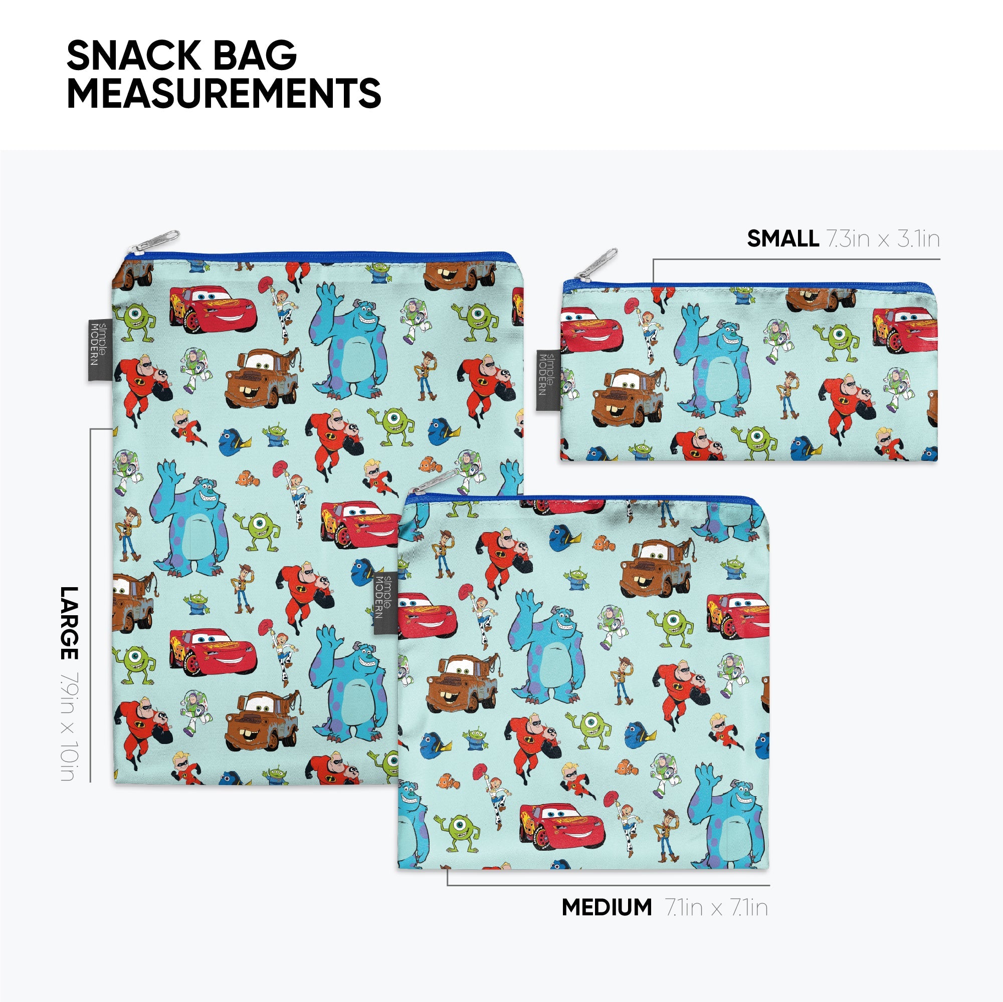 Ellie Snack Bags 3 Pack - Reusable Food Storage Bags for Kids Lunch, Snacks, Fruits - BPA Free, Leak Proof, Eco-Friendly Sandwich Bags - Perfect for School, Picnics, Travel & On-the-Go Meals