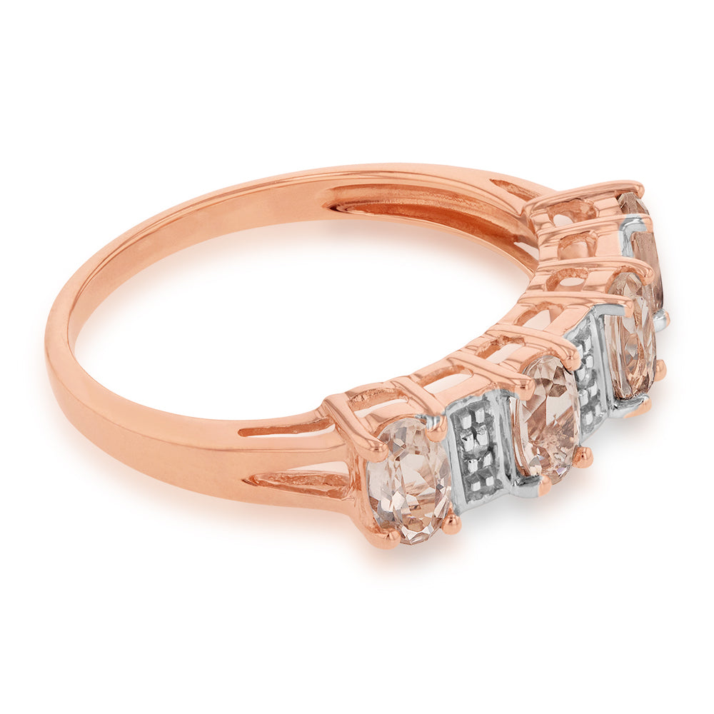 9ct Rose Gold Morganite & Diamond Ring for Women - Elegant Engagement, Wedding, Anniversary Jewelry Gift - Perfect for Romantic Occasions & Special Celebrations