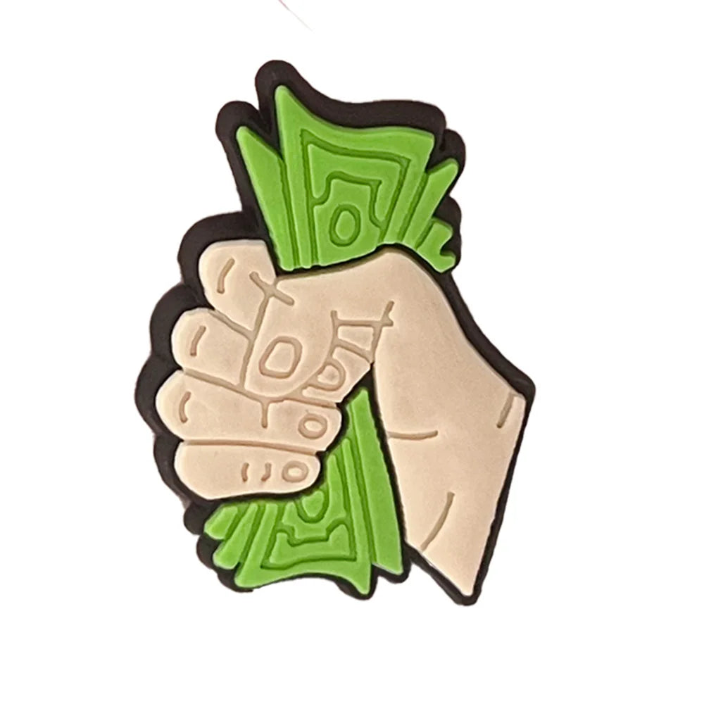 1PCS Funny Dollar Money Shoe Charms - PVC Cartoon DIY Sandal Accessories for Clogs - Unisex Decoration for Boys & Adults - Perfect for Xmas Parties, Gifts & Everyday Fashion