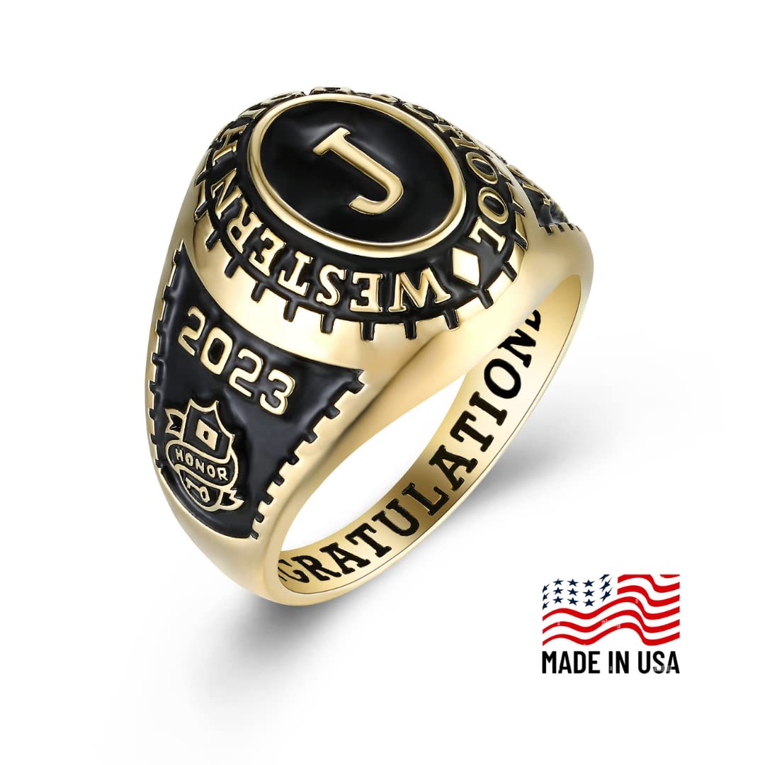 Authentic PJM Mementos USA Premium Class Ring for Men - 925 Sterling Silver or 10KT Gold Custom Graduation Ring - Personalized High School, College & University Rings - Perfect Graduation Gift for Him - Ideal for Commencement Ceremonies, Alumni Events & Special Occasions
