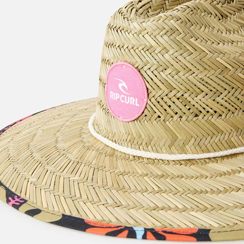 Rip Curl Girls' Mixed Straw Sun Hat - UPF 50+ UV Protection, Adjustable Chin Strap, Breathable Design for Beach, Pool & Outdoor Activities