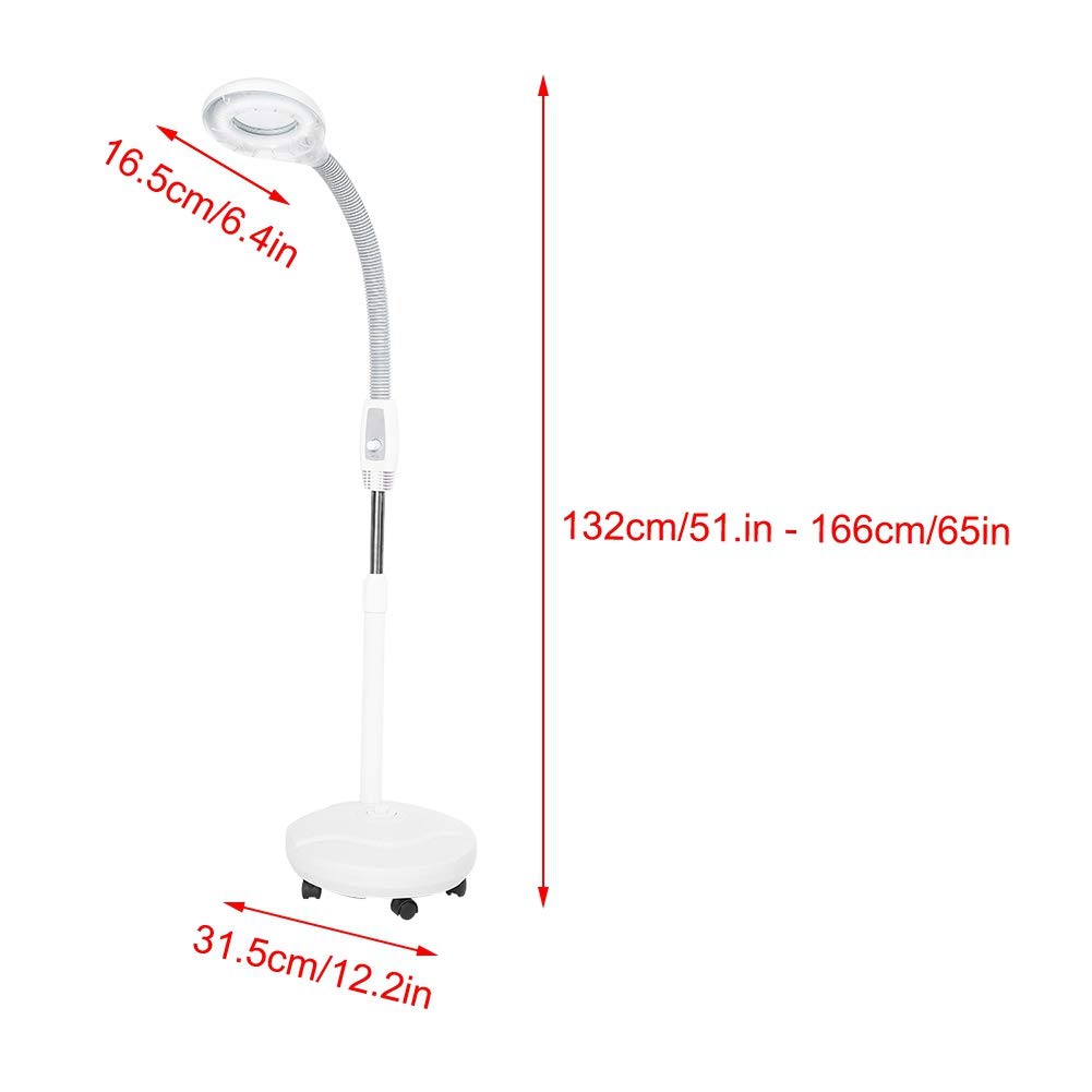 LED Magnifying Floor Lamp with 3X Lens - Adjustable Height Stand for Makeup, Crafts & Reading - Bright Illumination for Beauty Care & Detailed Work (US) - Perfect for Home Salon, Hobby Room & Office Workspace