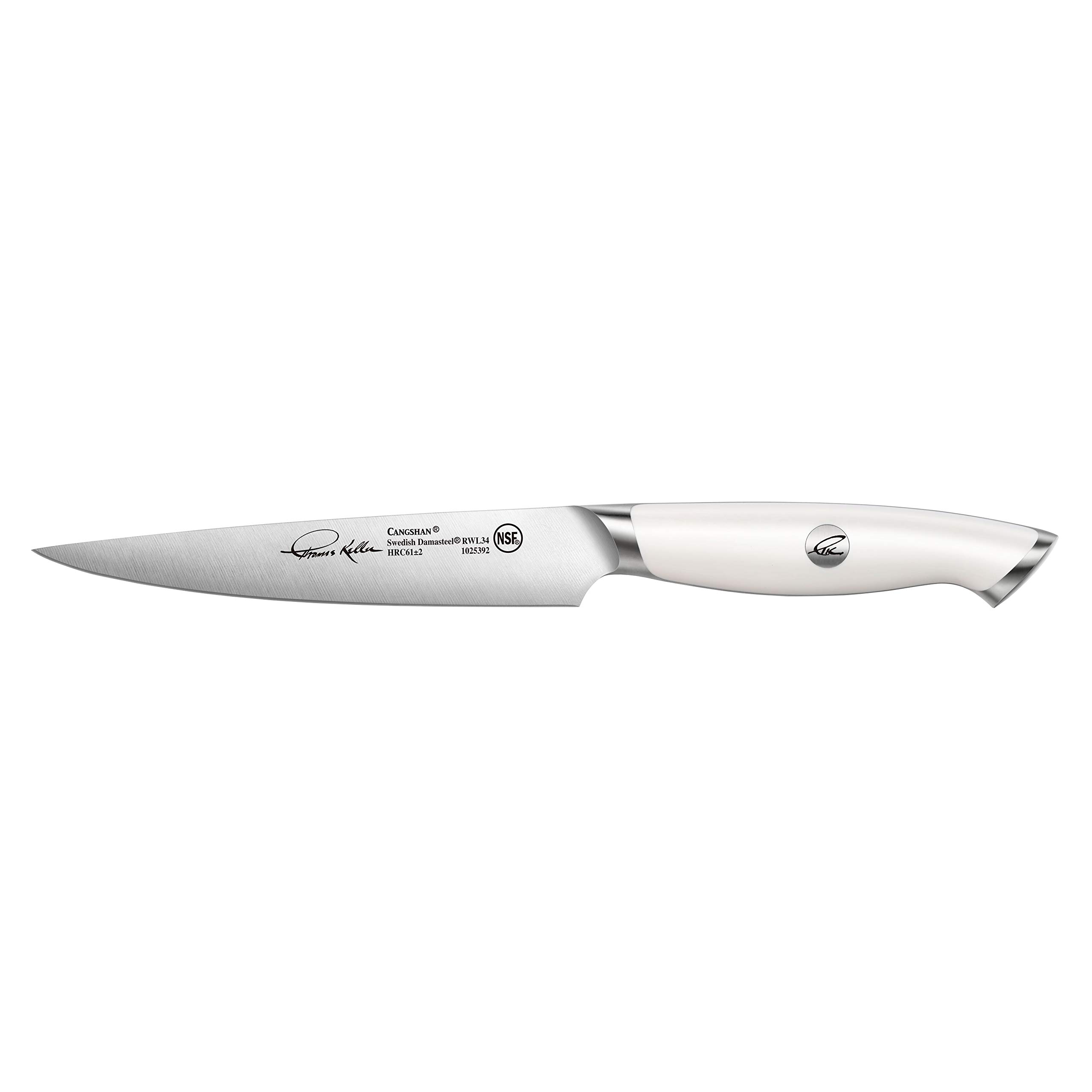 Cangshan Thomas Keller Signature 5-Inch Utility Knife - Swedish Powder Steel Forged, Razor-Sharp Blade, Ergonomic Handle - Perfect for Slicing Fruits, Vegetables & Boneless Meat in Home Kitchens & Professional Use