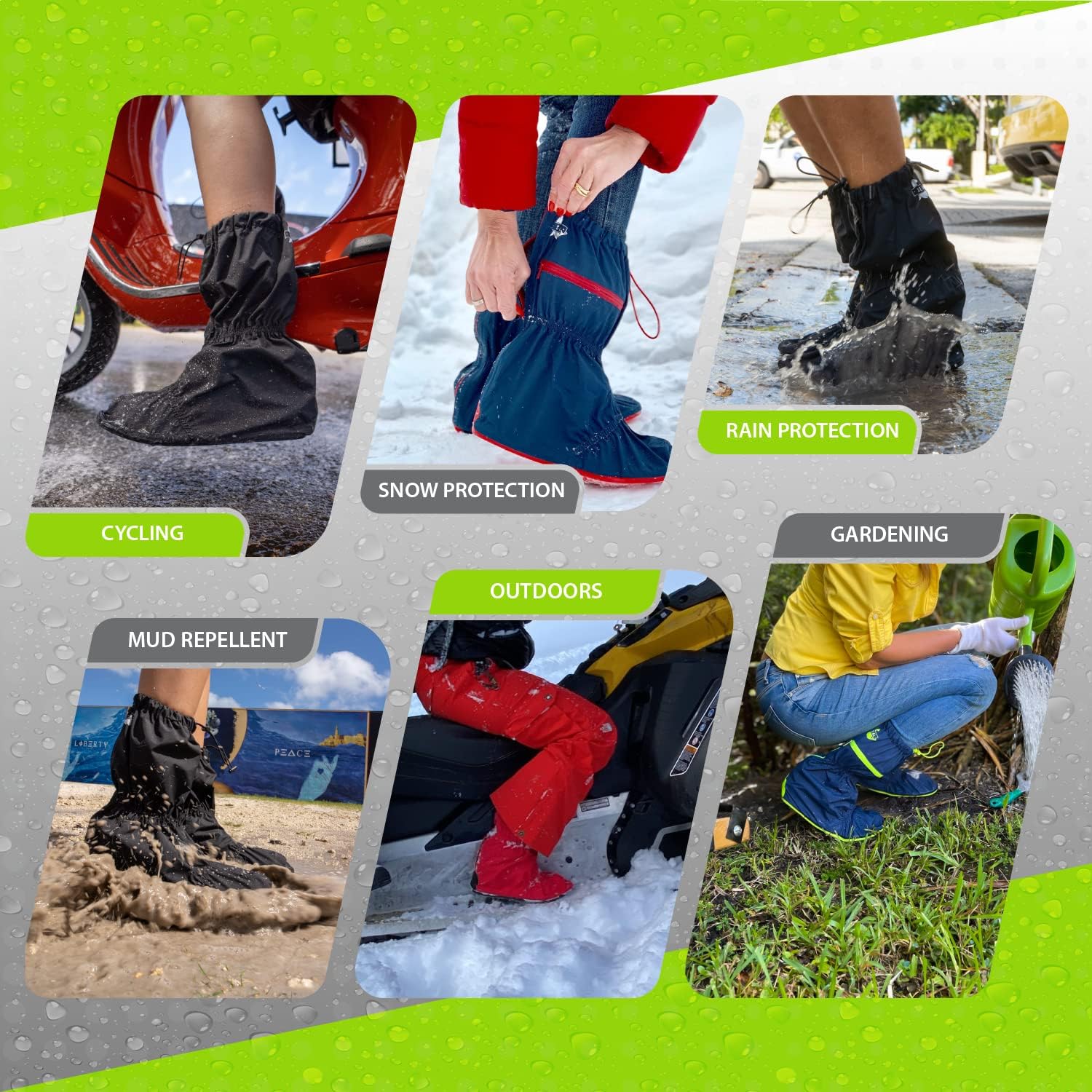 SEAL Waterproof Shoe Covers - Reusable Slip-Resistant Rain Boots with Anti-Skid Sole & Large Zippers for Men & Women - Perfect for Hiking, Commuting & Outdoor Activities in Rain, Mud & Snow