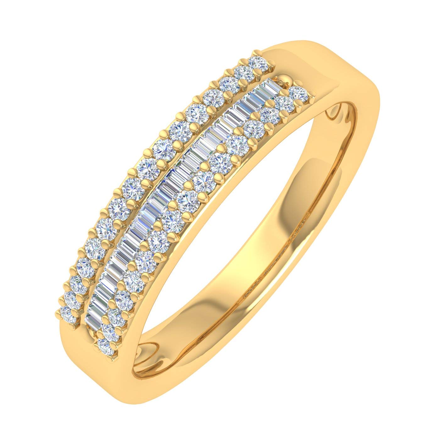 1/4 Carat Baguette & Round Diamond Wedding Band Ring in 10K Gold - Perfect for Engagement, Anniversary & Bridal Jewelry Gifts