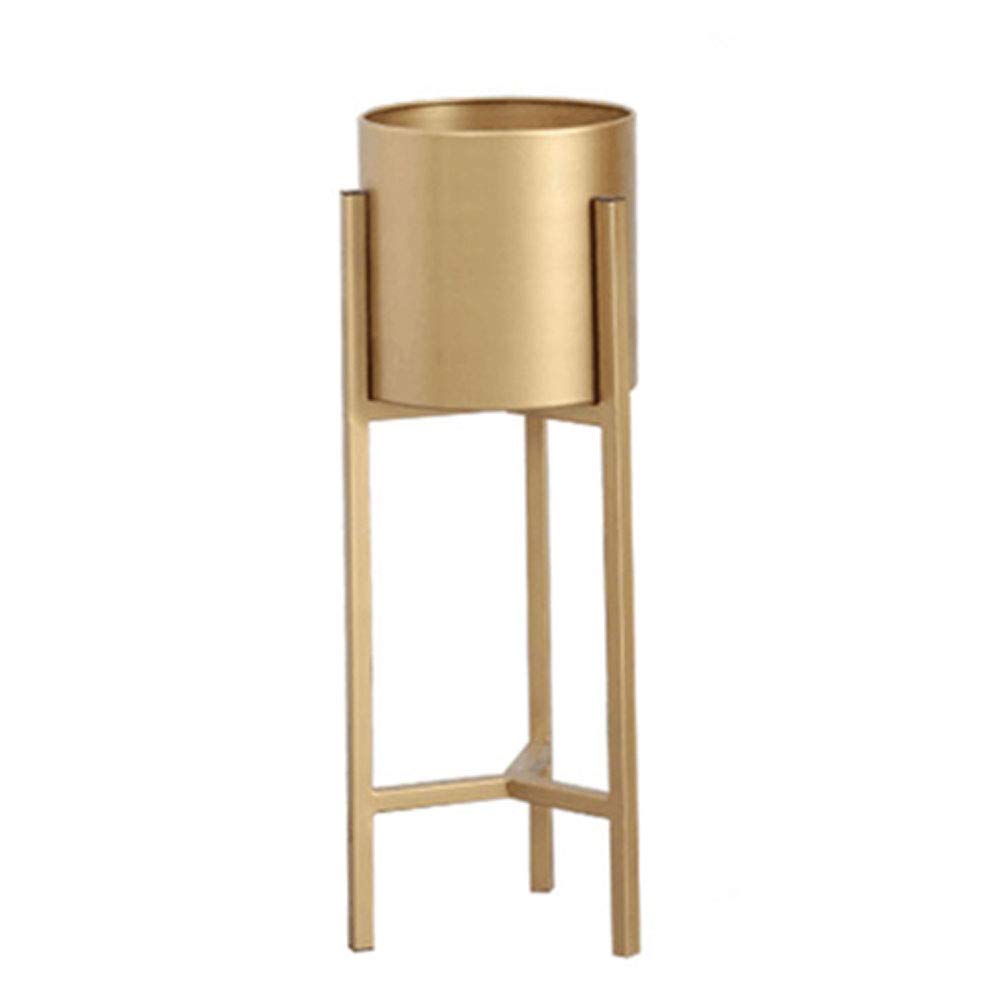 YCZM Modern Mid-Century Brass Gold Planters with Stand - Large Metal Flower Pots for Orchids, Succulents & Indoor Plants - Elegant Living Room, Office & Home Decor