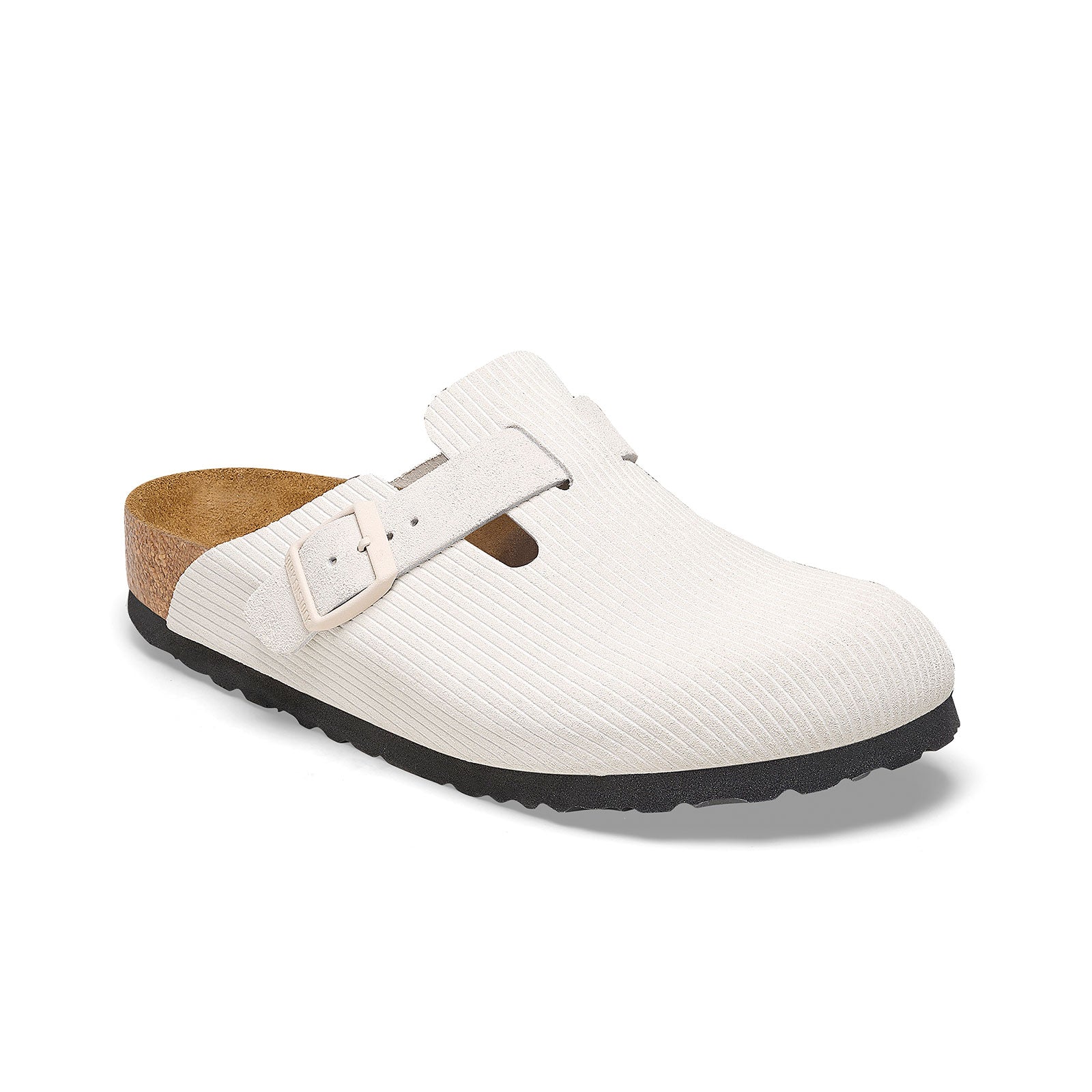 Birkenstock Boston Narrow Clog for Women - Comfortable Cork Footbed Sandals in Antique White Corduroy | Perfect for Casual Wear, Home & Office
