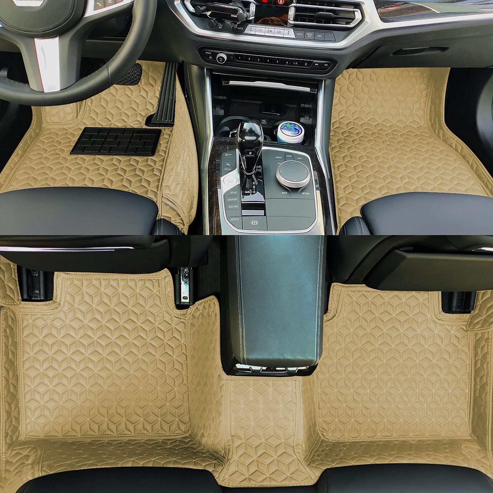 Premium All-Weather Car Floor Mats for Jaguar F-PACE 2016-2019 & I-PACE 2018-2020 - Non-Slip Full Coverage Leather Liners with Beige Upgrade (Perfect for Winter Snow, Mud, and Daily Protection)