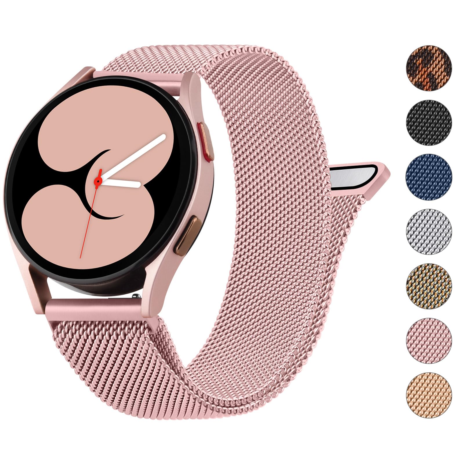 Samsung Galaxy Watch 4/5/6 Strap - 20mm Adjustable Silicone Sport Band for 40mm 44mm 42mm 46mm Models - Rose Pink Replacement Watch Band for Men & Women - Perfect for Workouts, Running & Everyday Wear